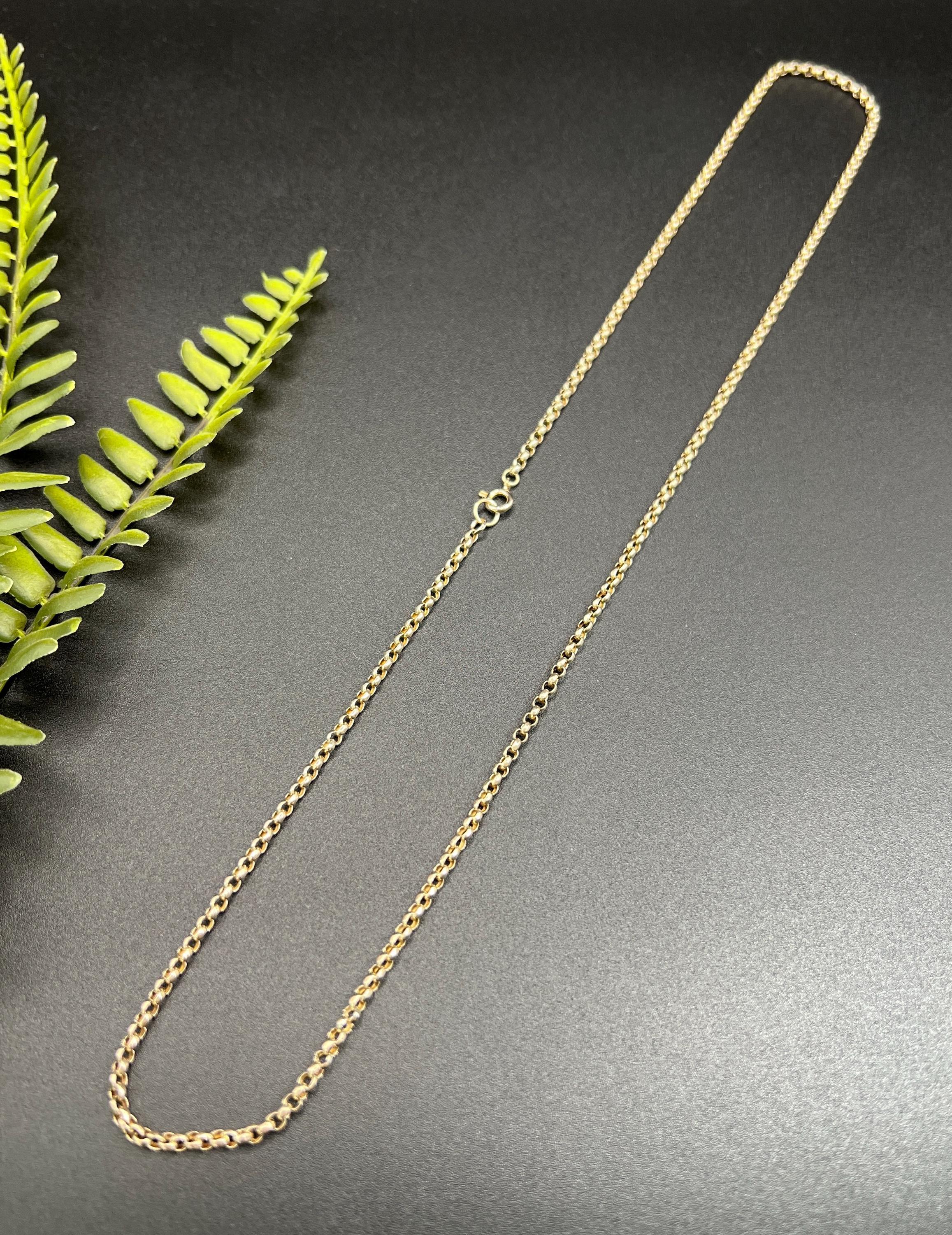 Antiguo oro rosa de 9 ct, 23 1/2 pulgadas Edwardian Faceted Round Belcher Link Chain en venta 6