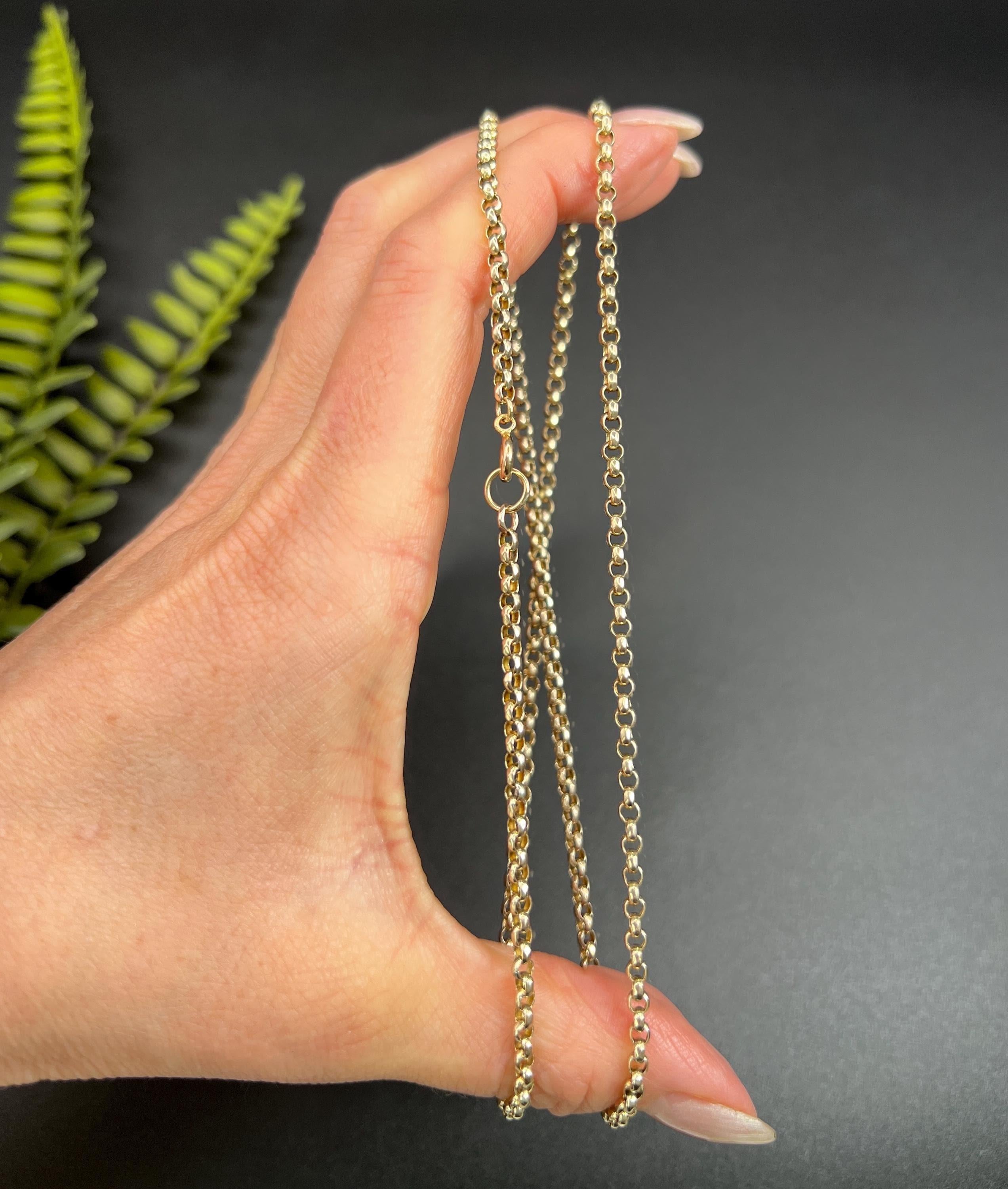 Femenino o masculino Antiguo oro rosa de 9 ct, 23 1/2 pulgadas Edwardian Faceted Round Belcher Link Chain en venta