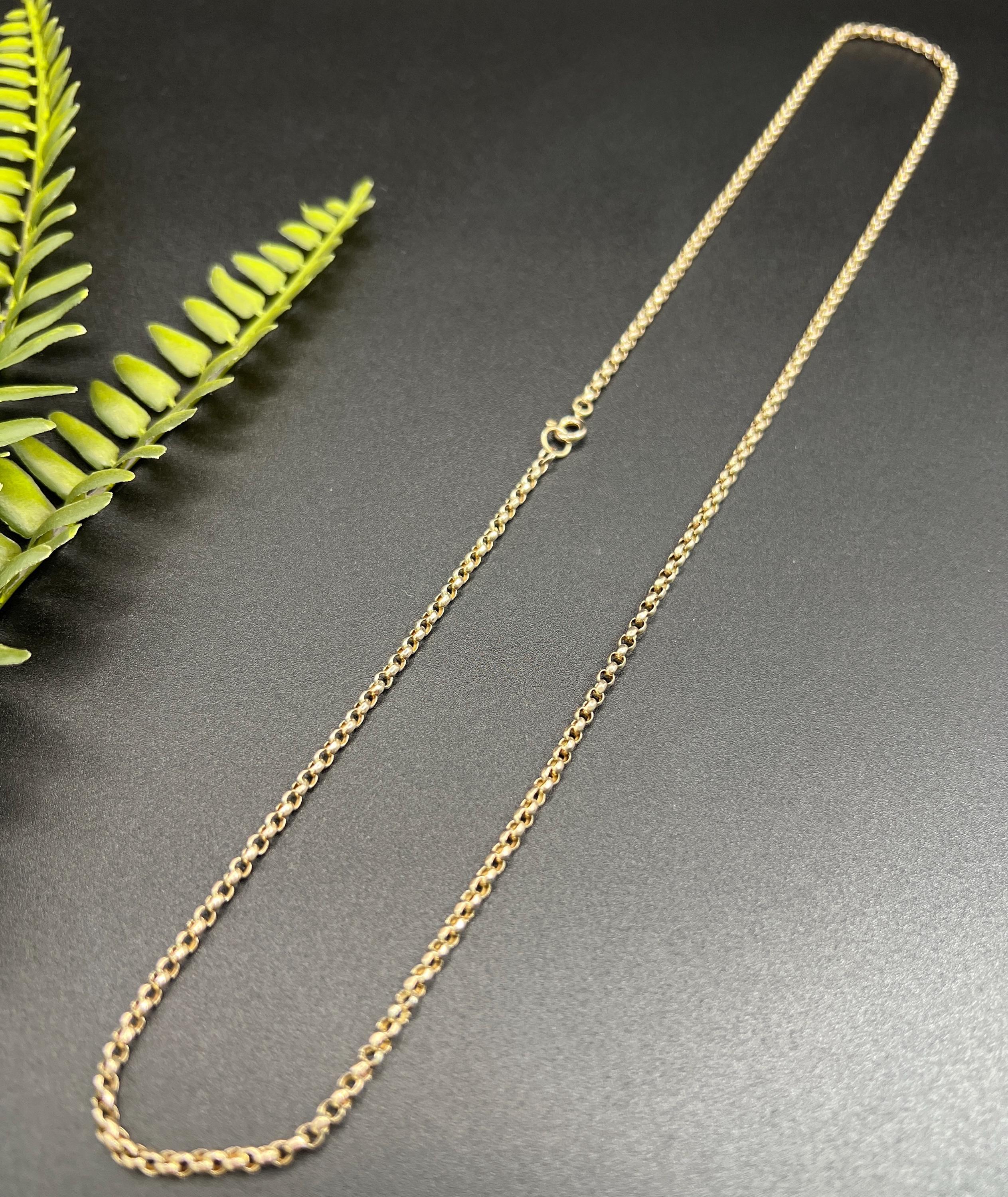 Antiguo oro rosa de 9 ct, 23 1/2 pulgadas Edwardian Faceted Round Belcher Link Chain en venta 3