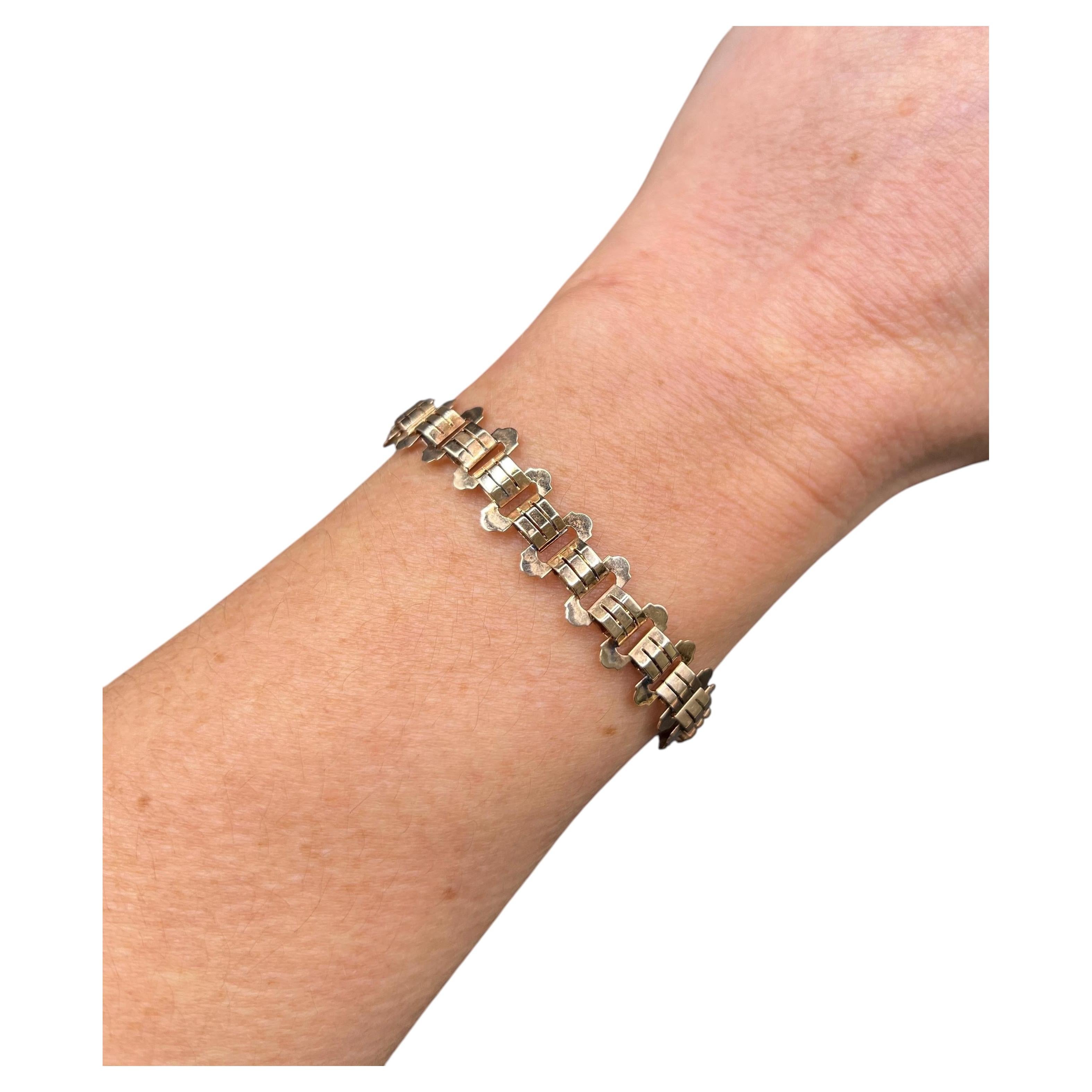 Bracciale antico in oro rosa 9ct da 8 pollici di fantasia vittoriana A Link