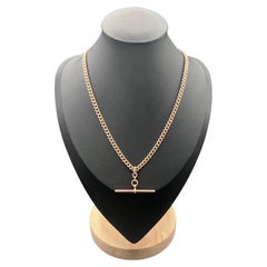 Antique 9ct Rose Gold Albert Chain: Curb Link Necklace, Hallmarked London 1927