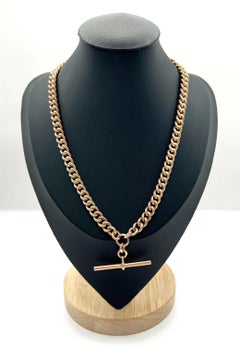 Antique 9ct Rose Gold Albert Chain Necklace Curb Link Hallmarked Birmingham 1918