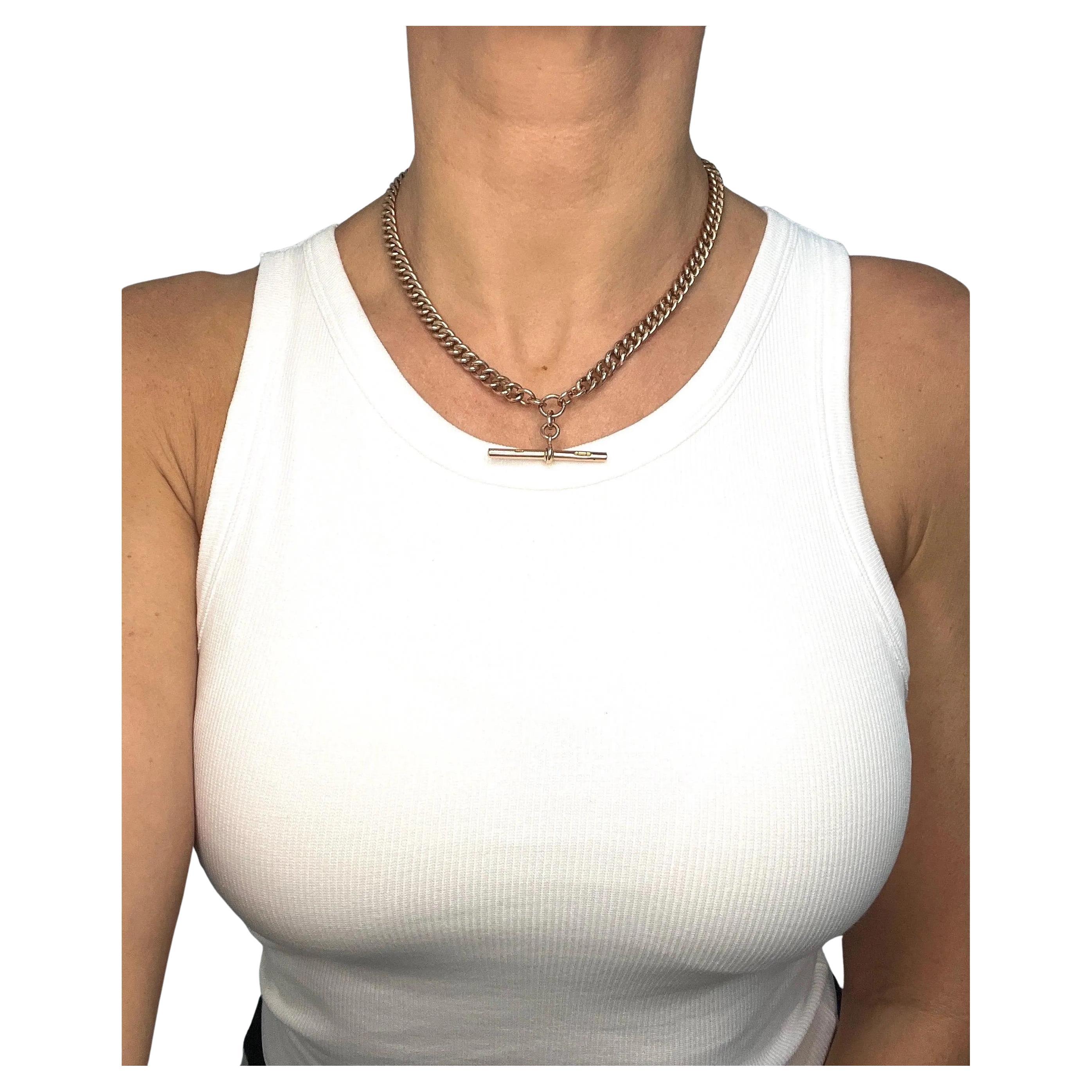 Antica collana a catena Albert in oro rosa 9ct A Link con marchio Birmingham 1918 in vendita