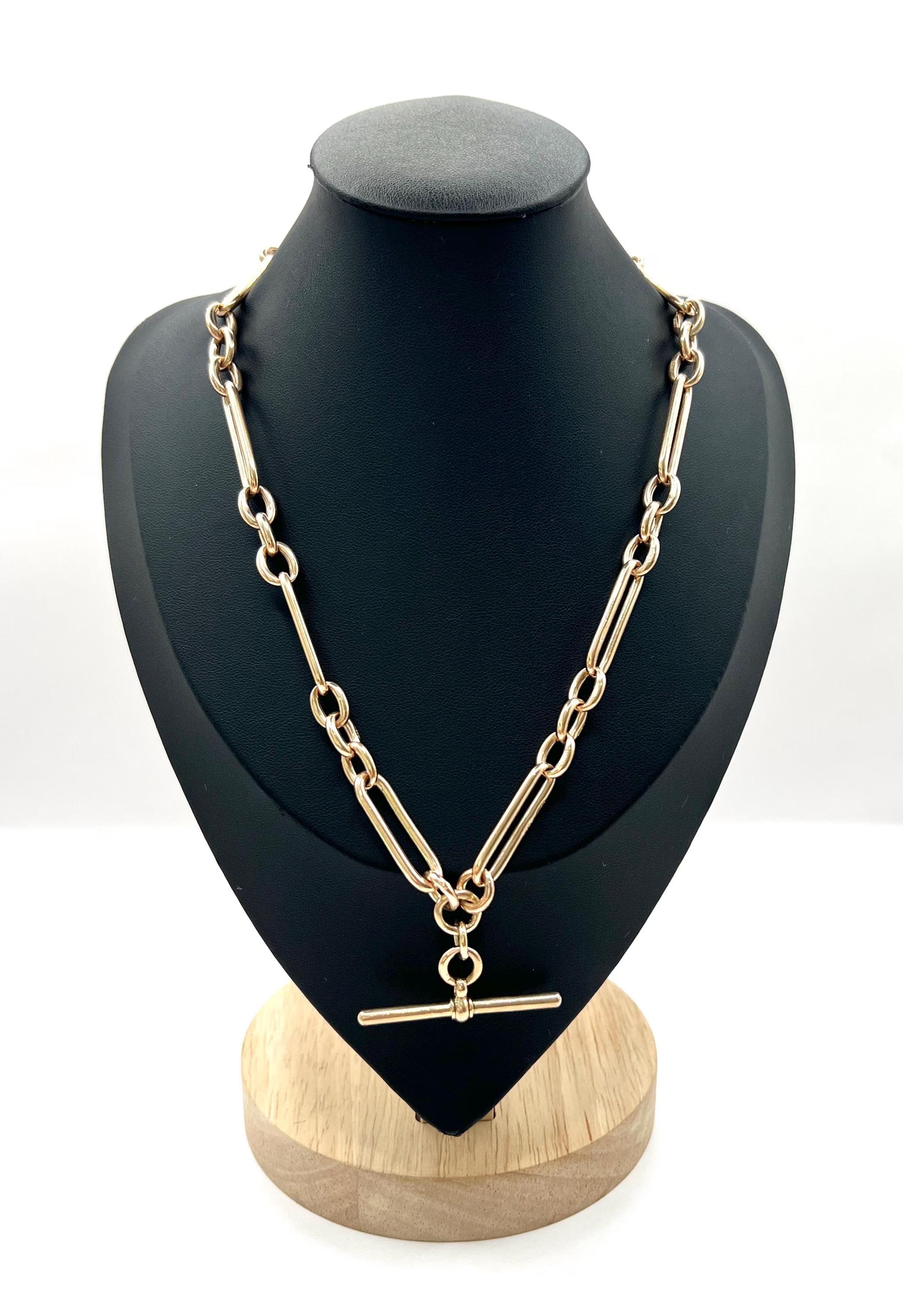 Antiguo collar de cadena Albert Gold de oro rosa de 9 ct, Hallmarked Birmingham 1897 en venta 8