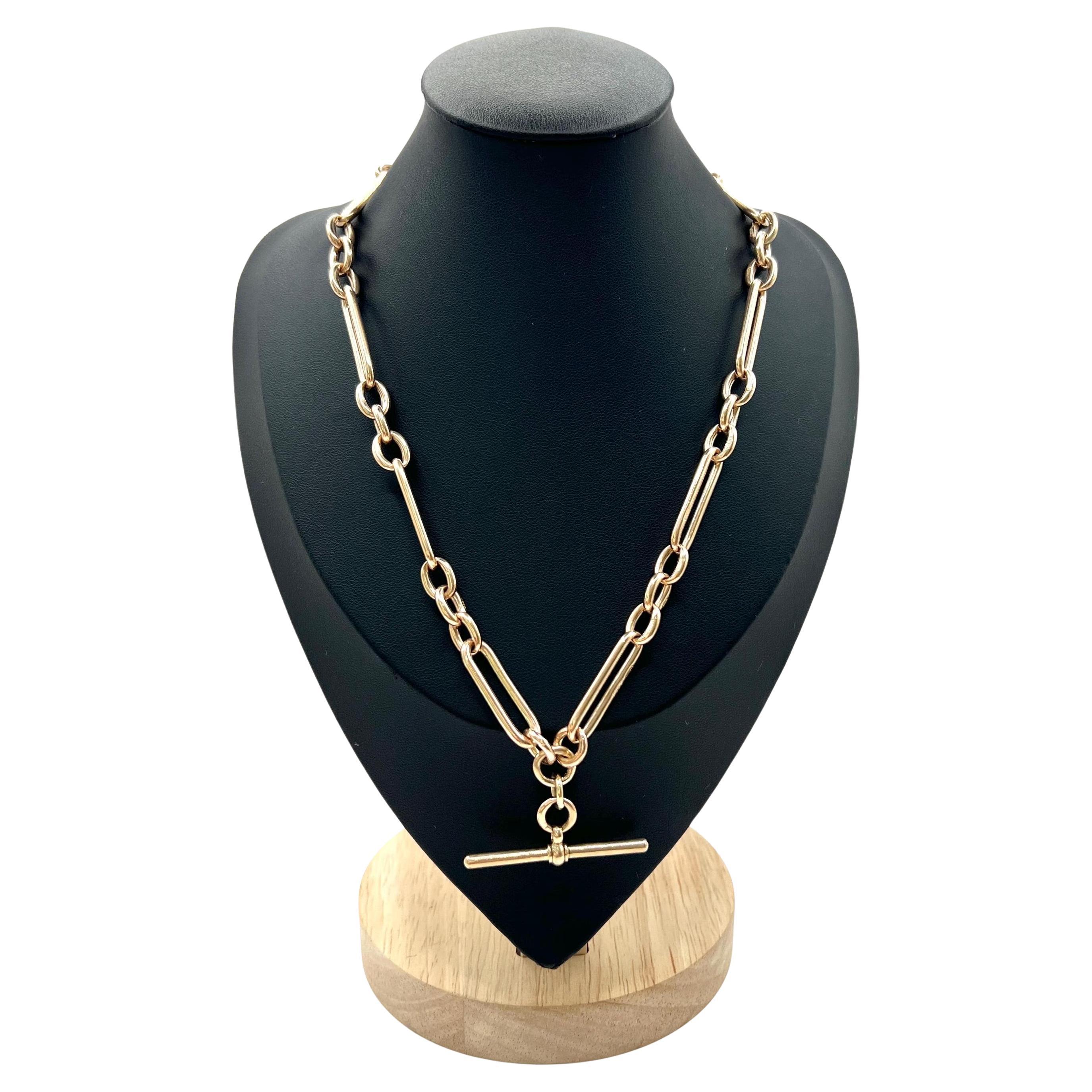 Antique 9ct Rose Gold Albert Chain Necklace, Hallmarked Birmingham 1897