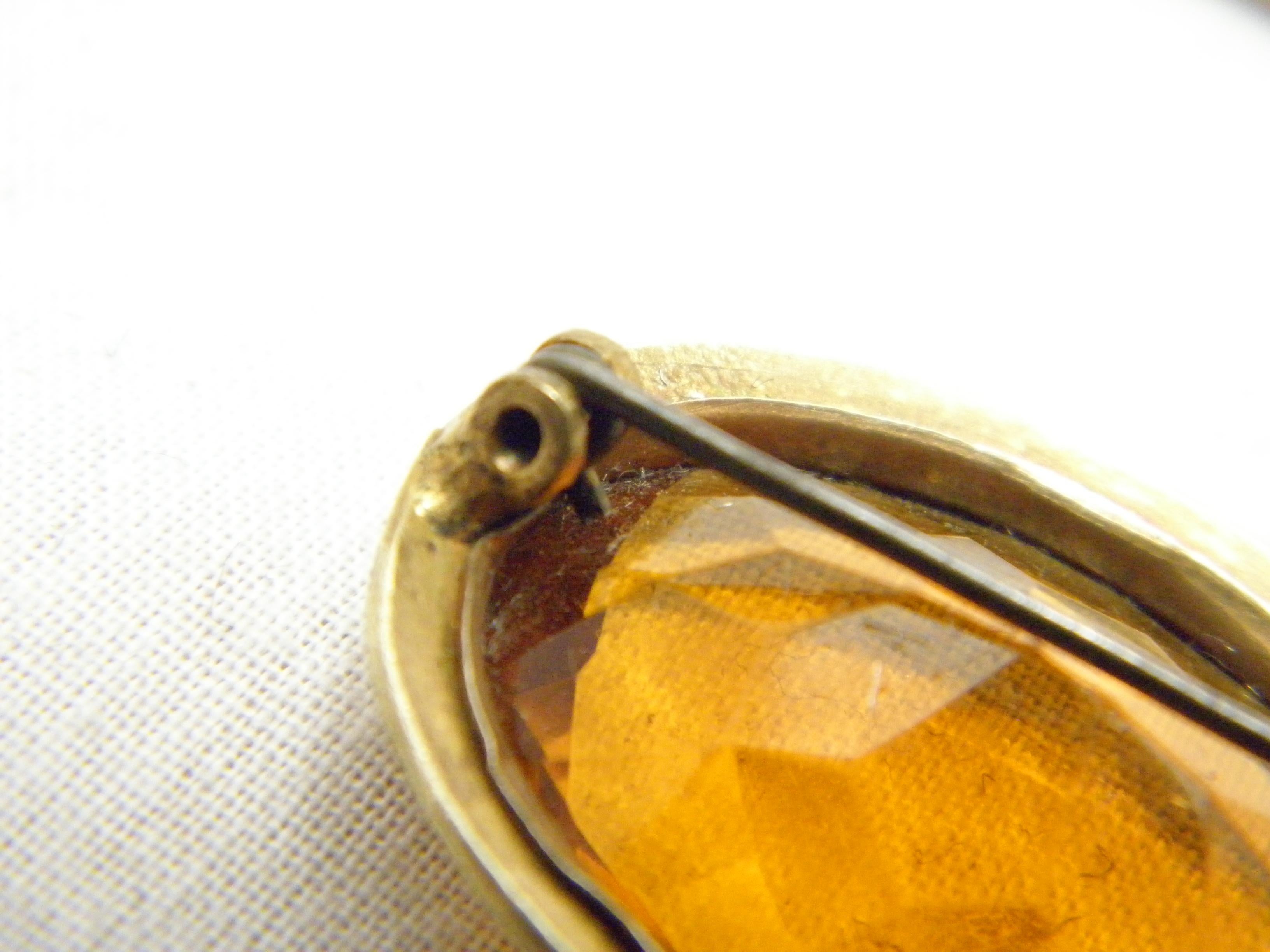 Antique 9ct Rose Gold Amber Citrine Brooch Pin c1880 Heavy 9.7g 375 Purity For Sale 1