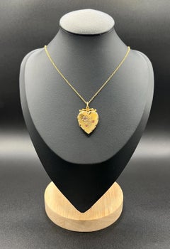 Antique 9ct Rose Gold Back & Front, Edwardian Heart Shaped Floral Paste Locket