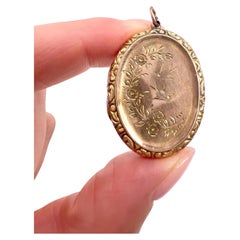 Antique 9ct Rose Gold Back & Front Stamped, Edwardian Oval Shaped Swallow Locket