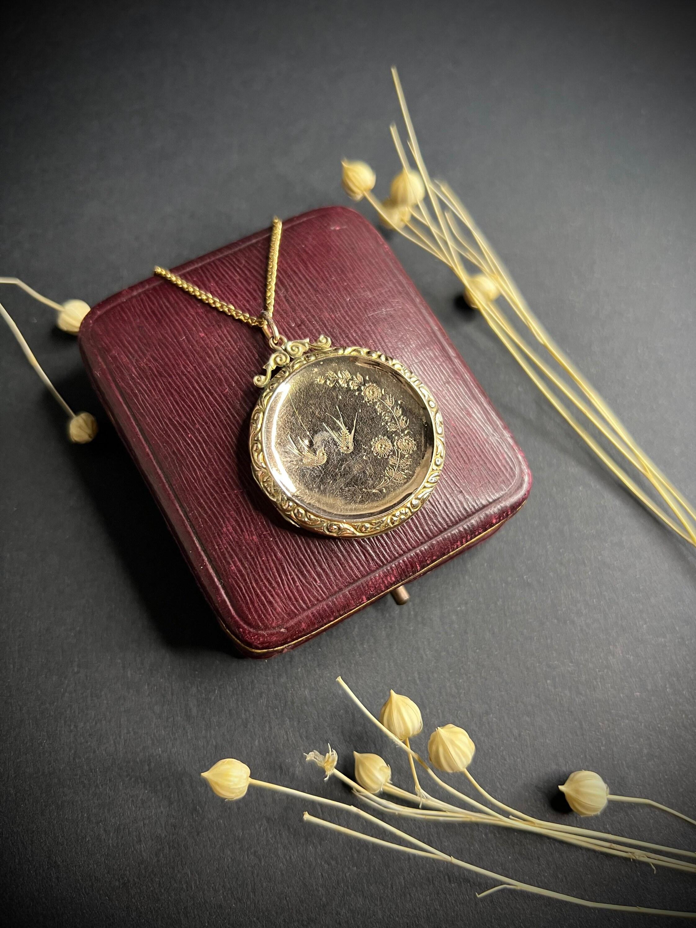 da uomo o donna Antico medaglione rotondo vittoriano in oro rosa 9ct con retro e fronte in vendita