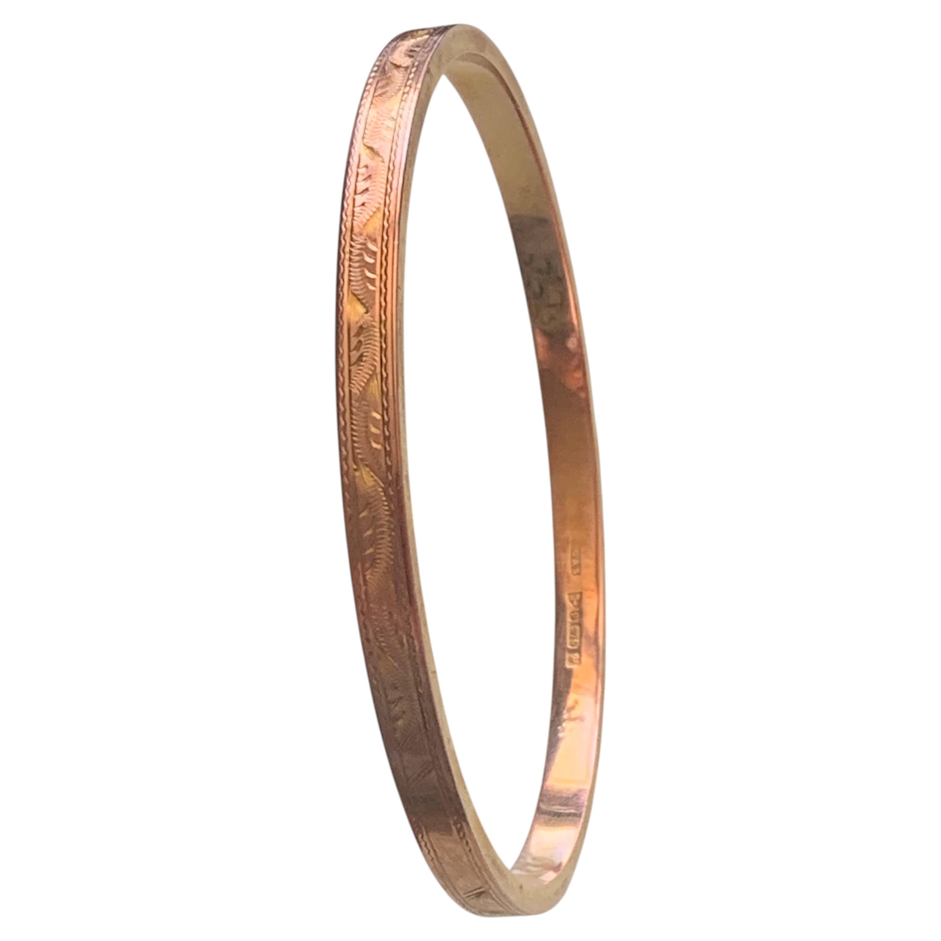 Antike 9ct Rose Gold Armreif vollständig gestempelt