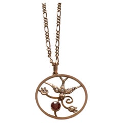 Antique 9 Carat Rose Gold Bird Necklace