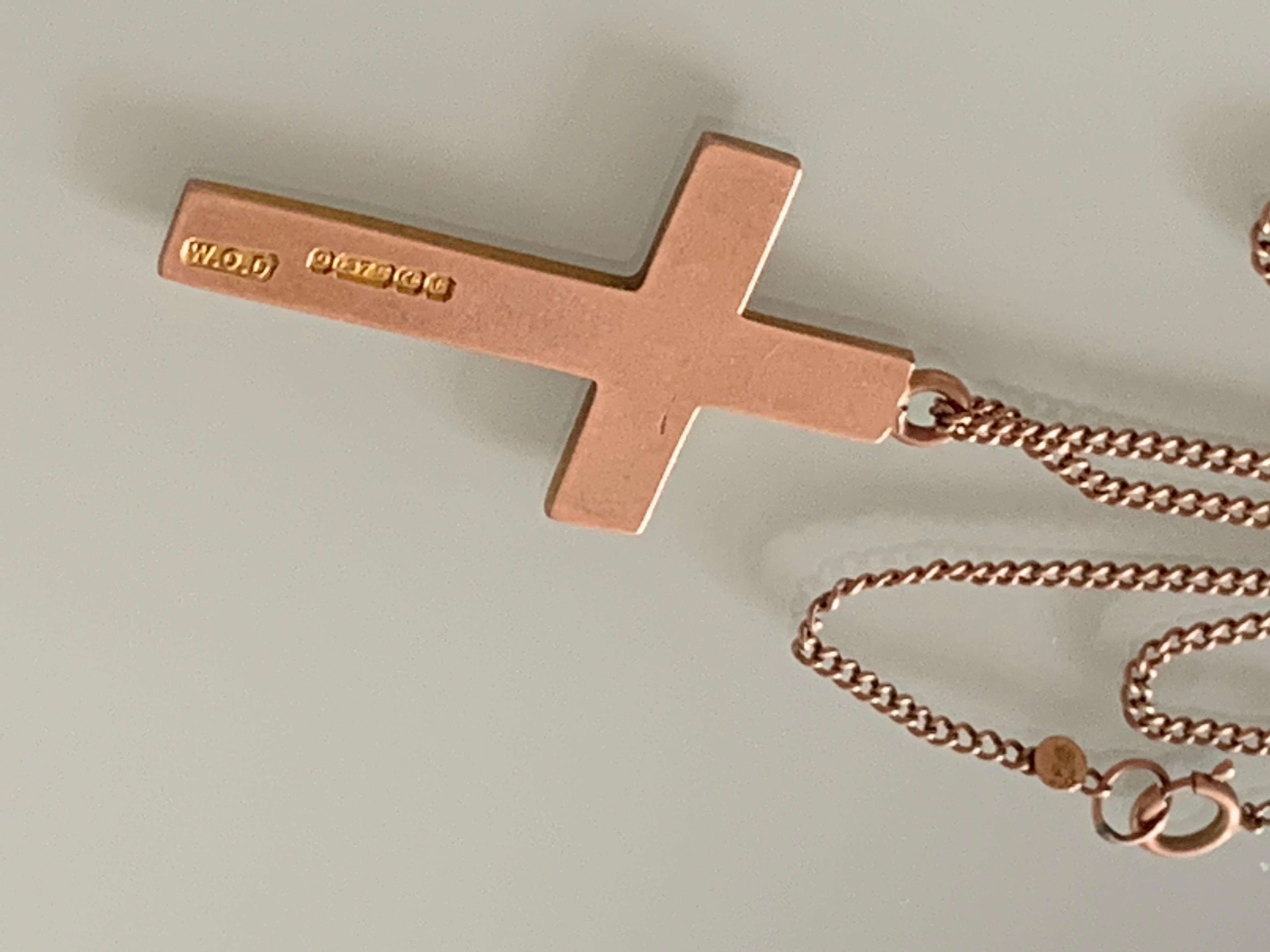 Antike 9ct Rose Gold Kreuz Halskette im Zustand „Gut“ in London, GB