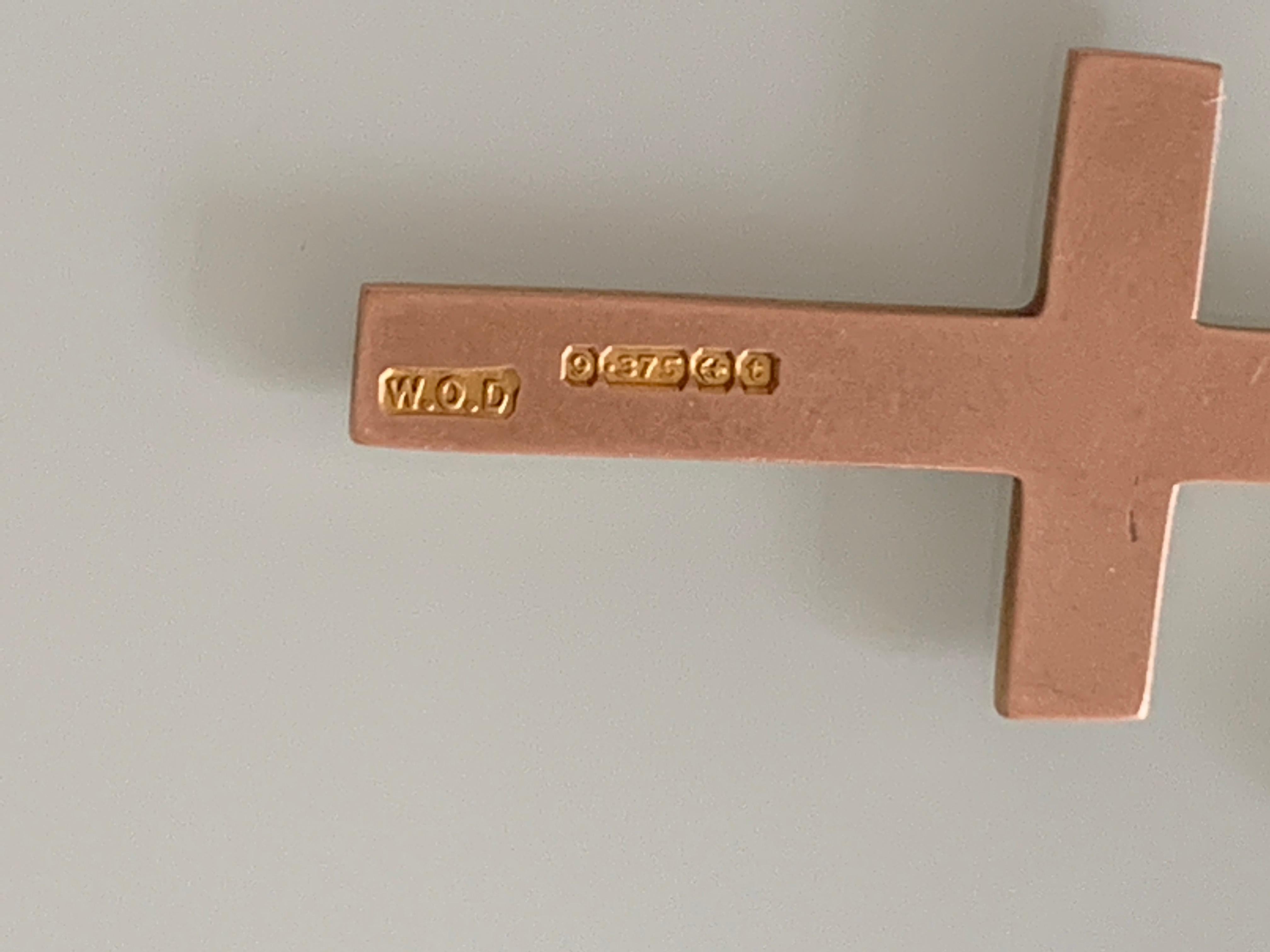 Antike 9ct Rose Gold Kreuz Halskette für Damen oder Herren