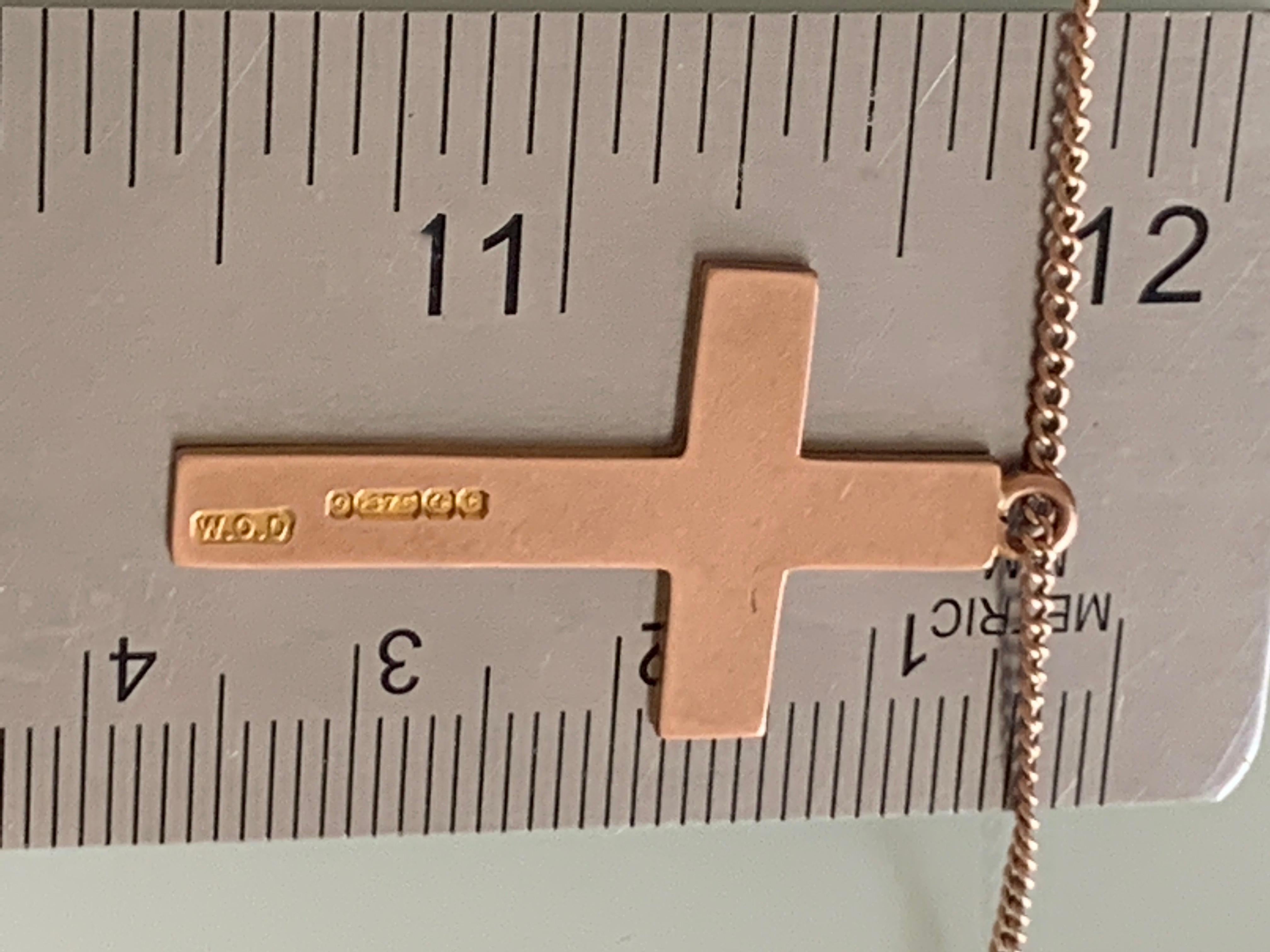 Antike 9ct Rose Gold Kreuz Halskette 2
