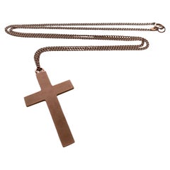 Antike 9ct Rose Gold Kreuz Halskette