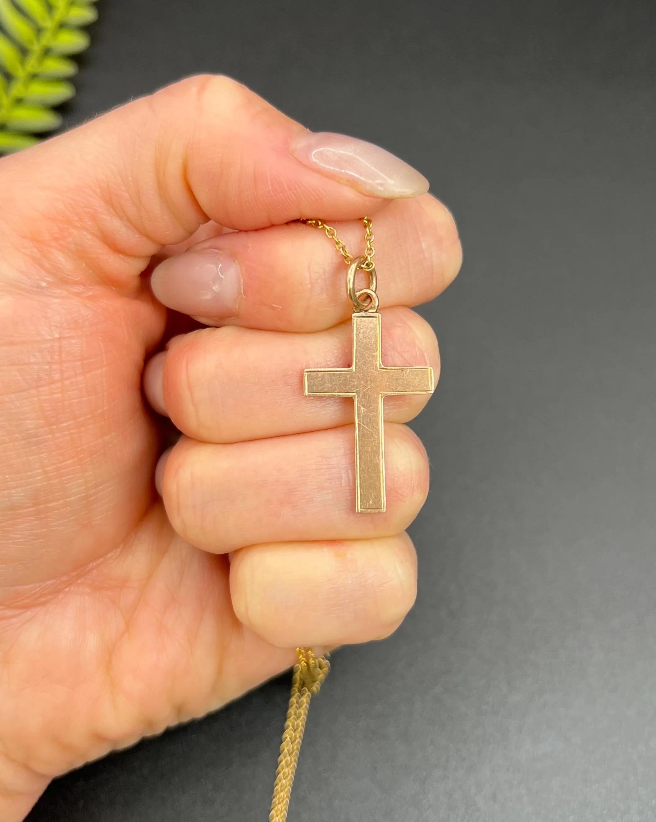 Edoardiano Antico ciondolo a forma di croce in oro rosa 9ct, con marchio Chester 1907 in vendita