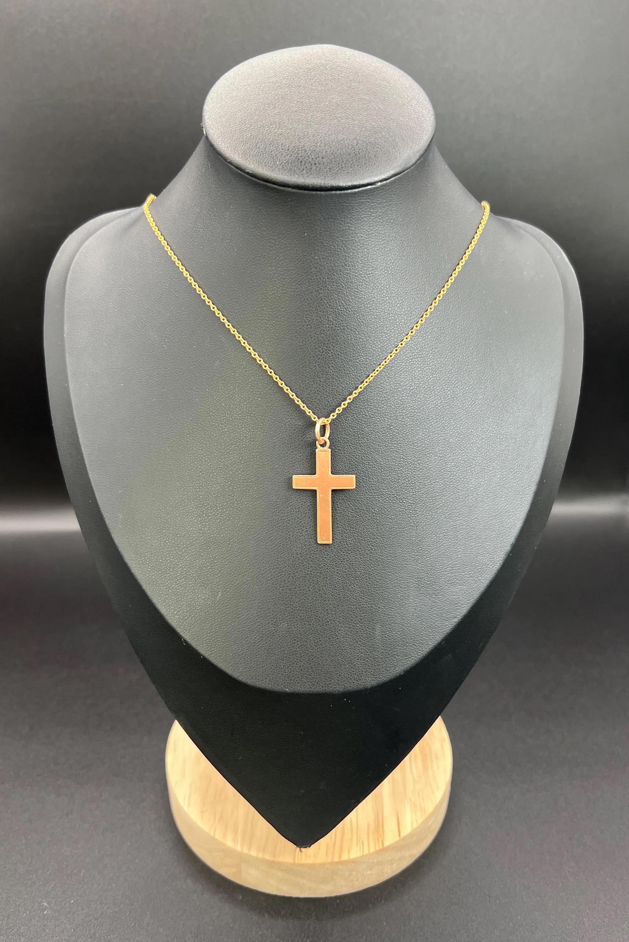 da uomo o donna Antico ciondolo a forma di croce in oro rosa 9ct, con marchio Chester 1907 in vendita