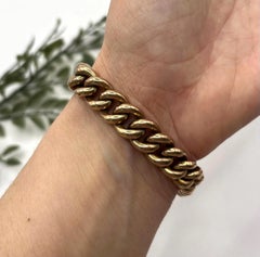 Antique 9ct Rose Gold Curb Bracelet: Edwardian Heart Padlock