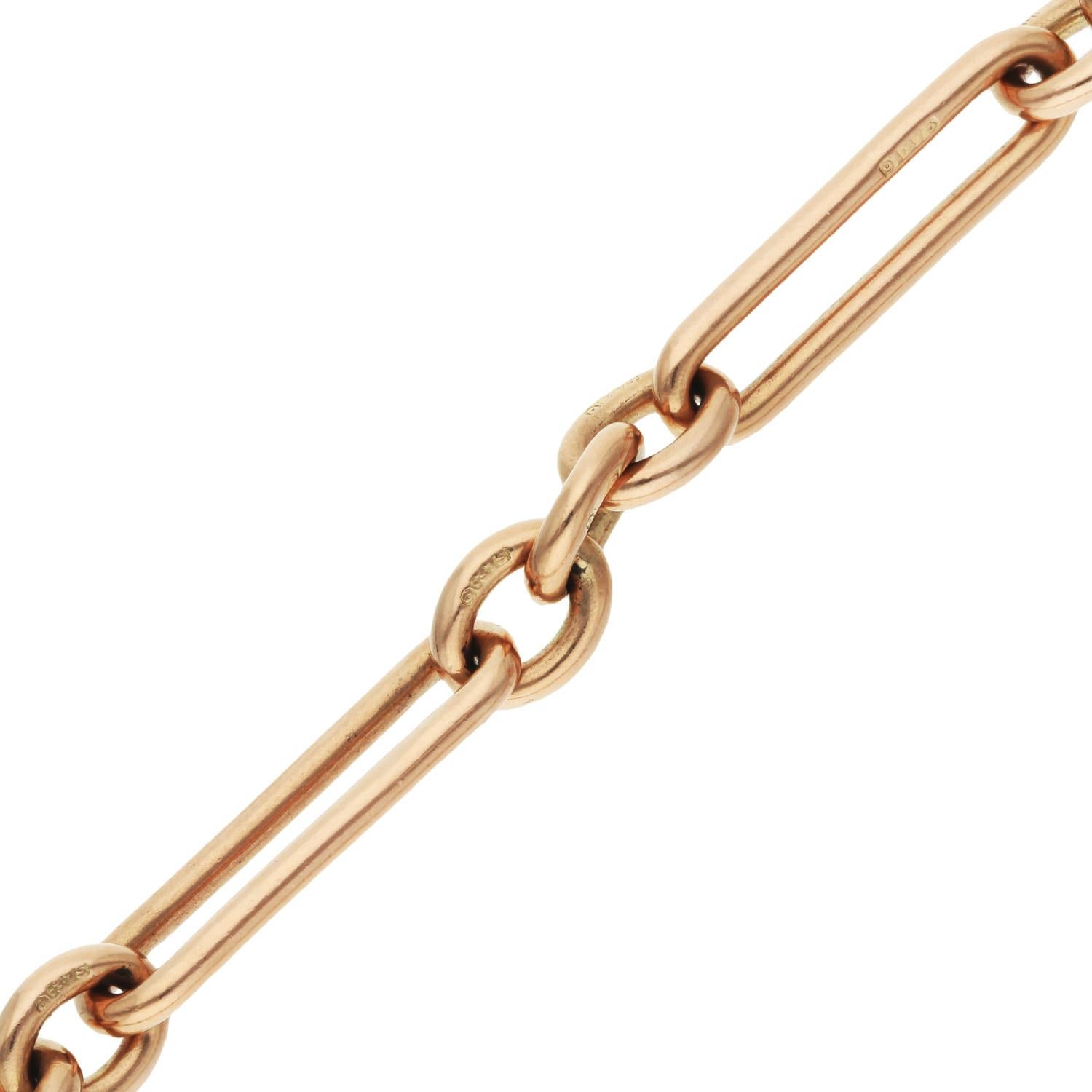 Victorian Antique 9ct Rose Gold 19.50 Inch Double Albert Chain 53grams For Sale