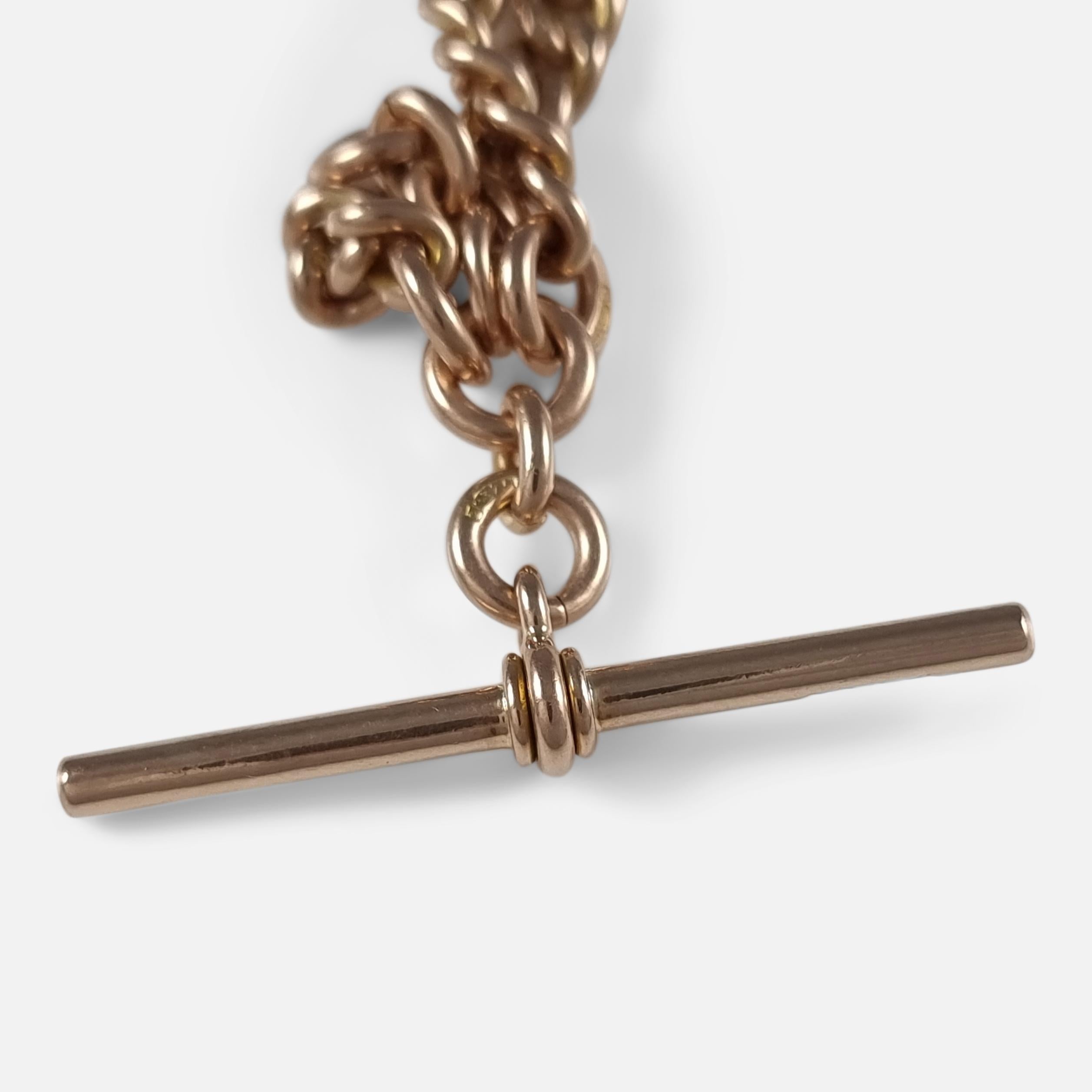 Antique 9ct Rose Gold Double Albert Watch Chain, 1922 For Sale 5