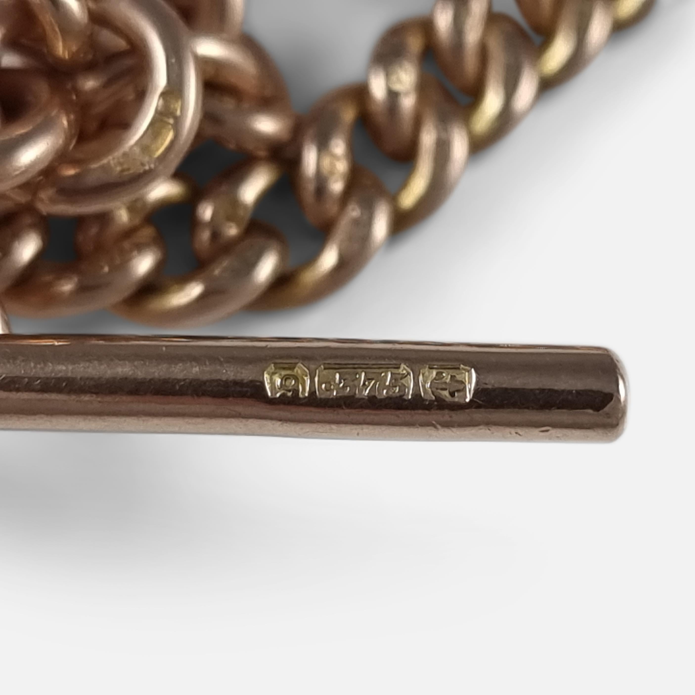 Antique 9ct Rose Gold Double Albert Watch Chain, 1922 For Sale 6