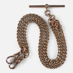 Antique 9ct Rose Gold Double Albert Watch Chain, 1922