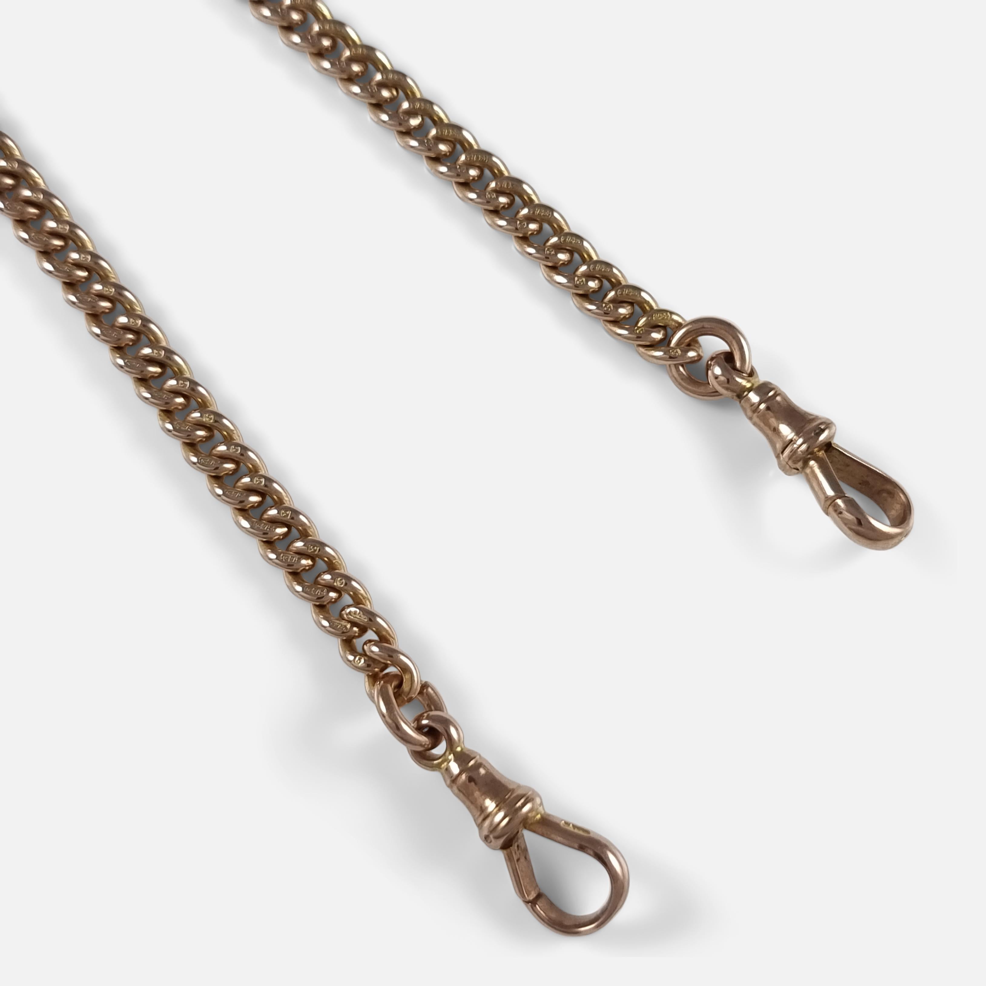 Antique 9ct Rose Gold Double Albert Watch Chain, 1922 For Sale 3