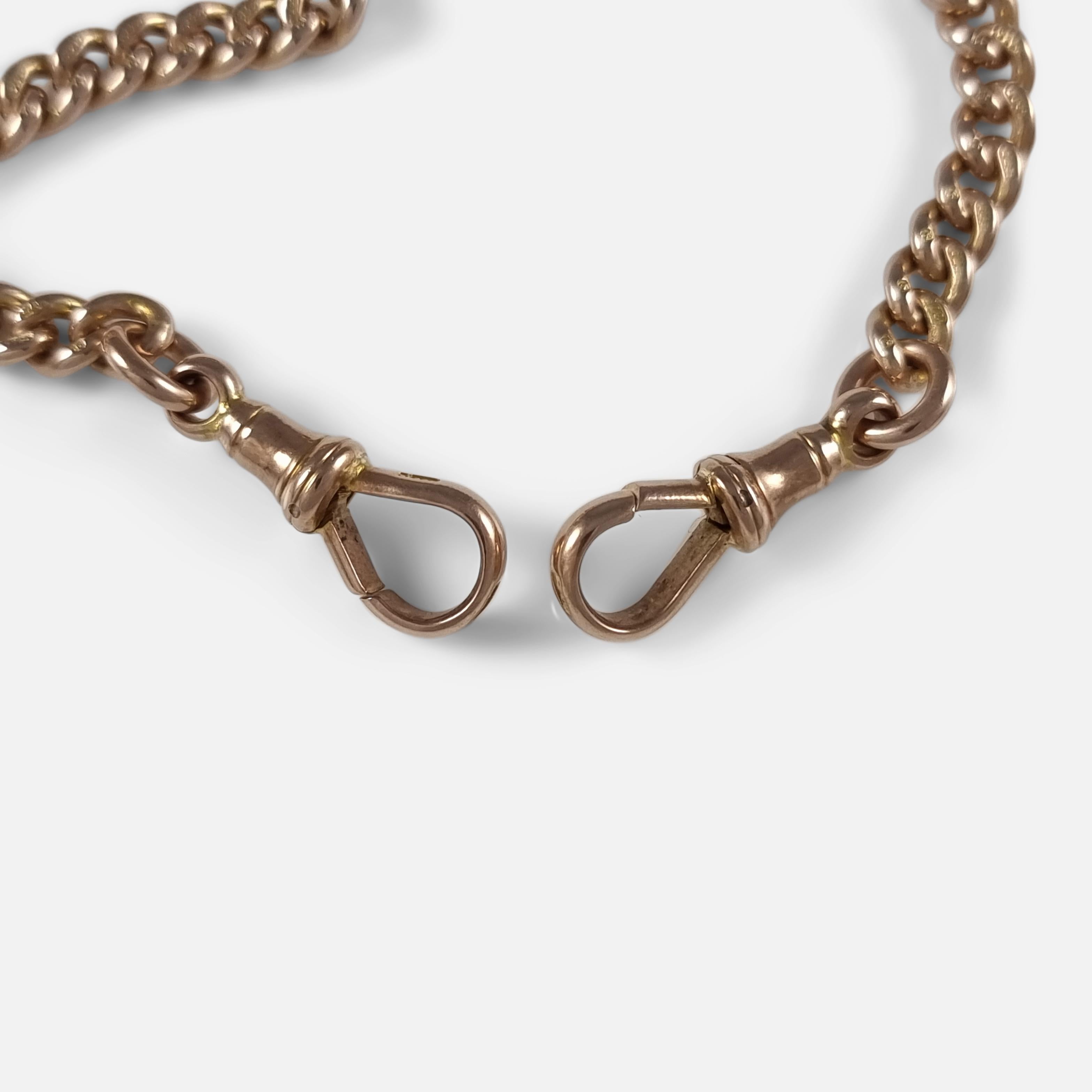 Antique 9ct Rose Gold Double Albert Watch Chain, 1922 For Sale 4