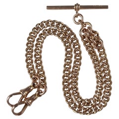 Antique 9ct Rose Gold Double Albert Watch Chain, 1922
