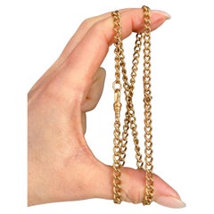 Antique 9ct Rose Gold, Edwardian 19 Inch Open Curb Link Albert Chain with T Bar