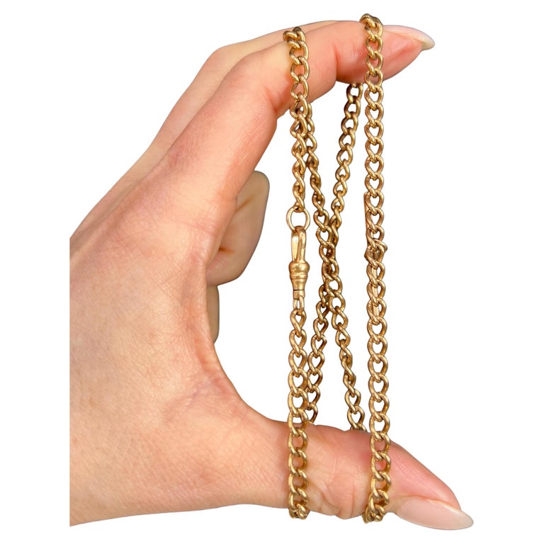 Antike Karat Roségold, Edwardianische 19 Zoll Offene Curb Link