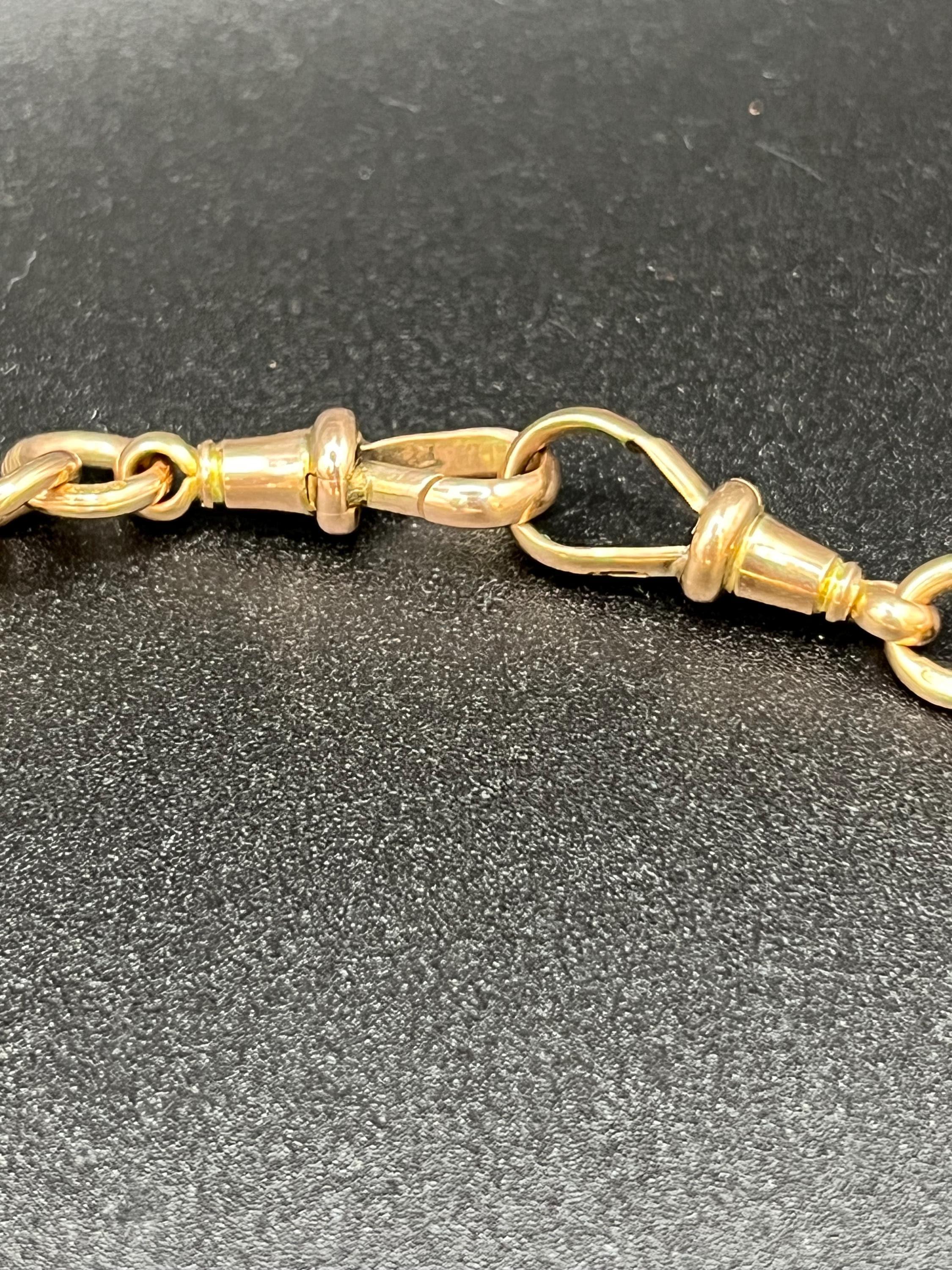 Antique 9ct Rose Gold, Edwardian, 20 inch Paper Clip Albert Chain Necklace For Sale 6