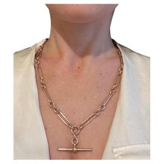Antique 9ct Rose Gold, Edwardian, 20 inch Paper Clip Albert Chain Necklace