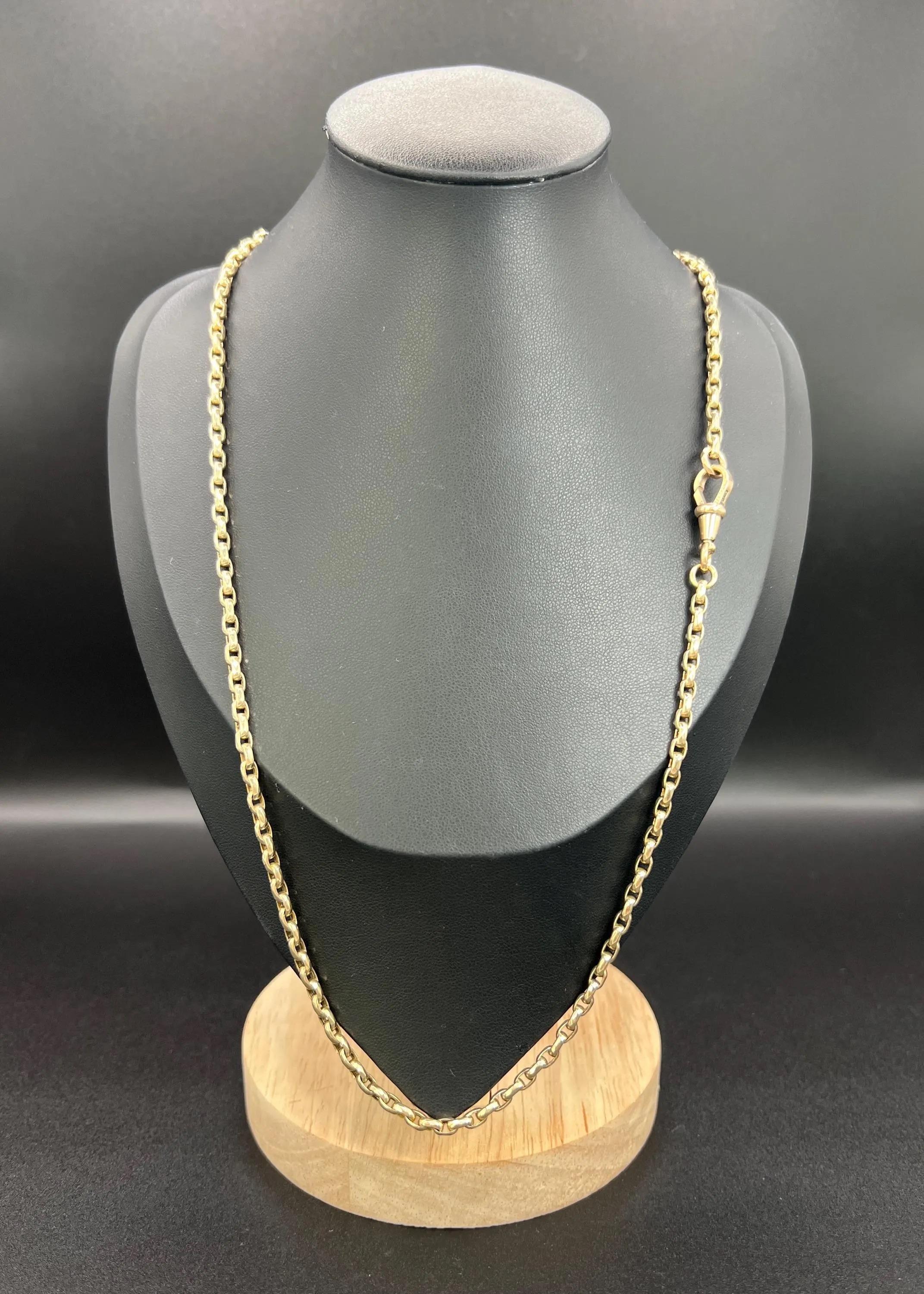 Antique 9ct Rose Gold, Edwardian 21 1/2 Inch Oval Faceted Belcher Link Chain 6