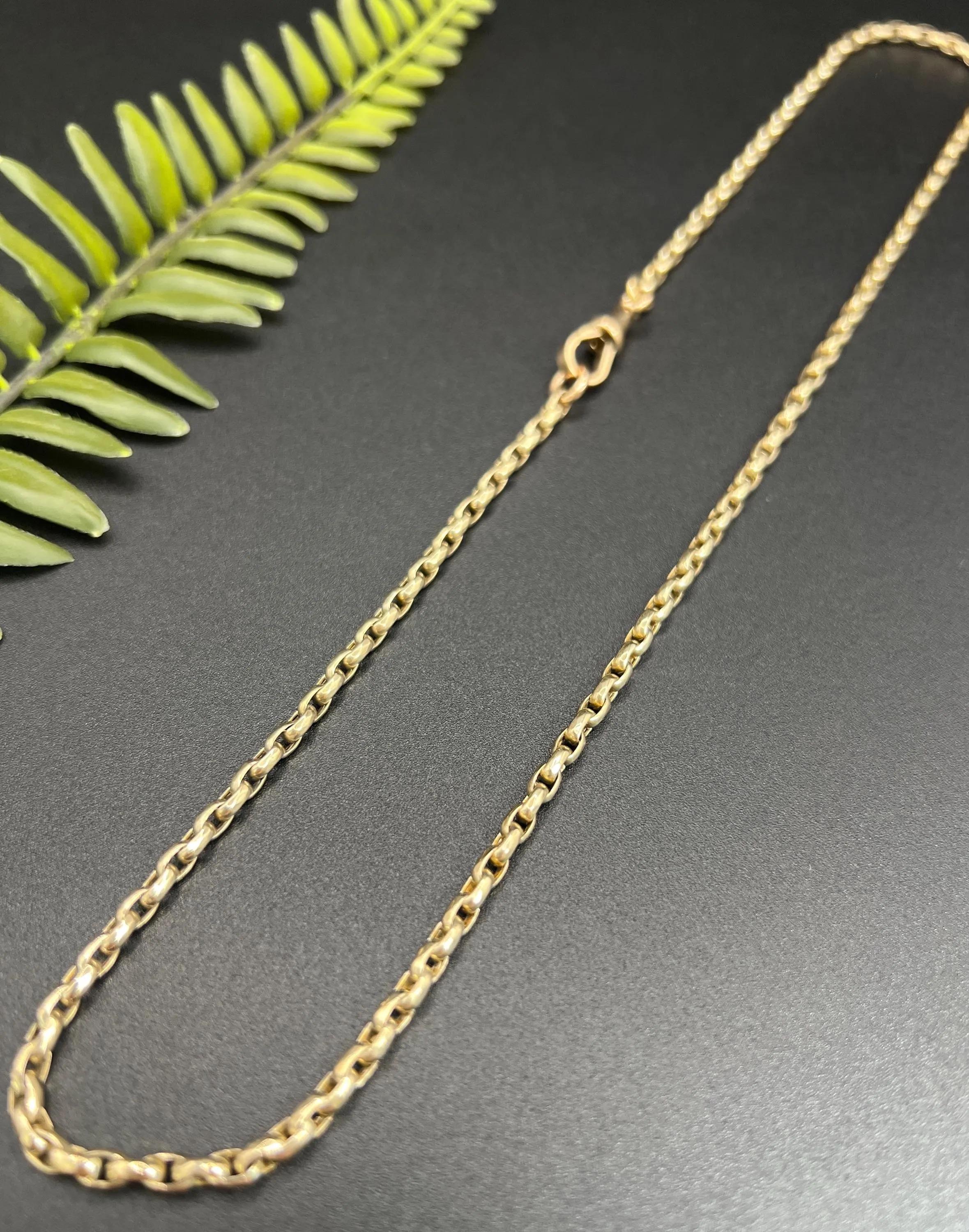 Antique 9ct Rose Gold, Edwardian 21 1/2 Inch Oval Faceted Belcher Link Chain In Good Condition In Brighton, GB