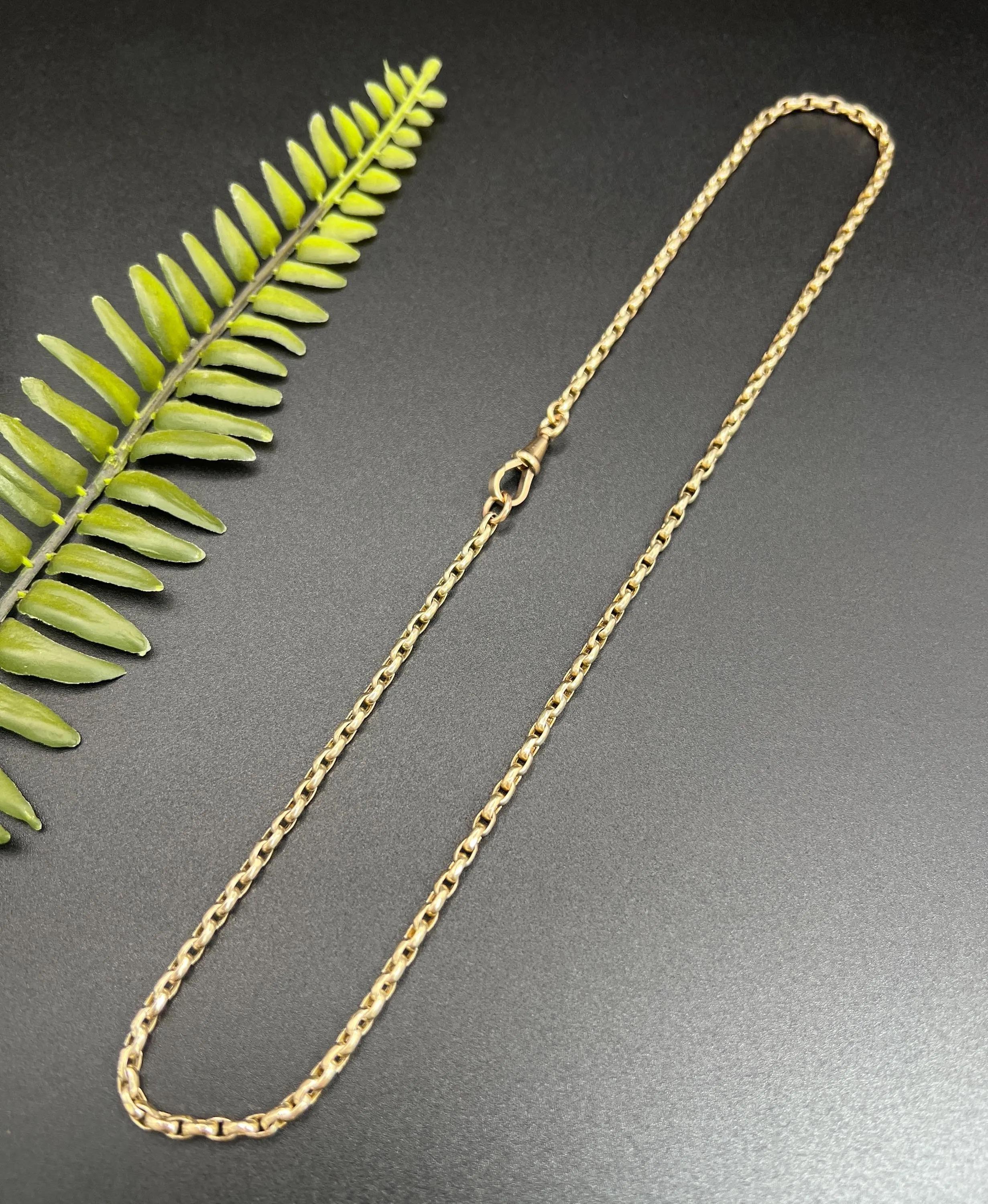Women's or Men's Antique 9ct Rose Gold, Edwardian 21 1/2 Inch Oval Faceted Belcher Link Chain