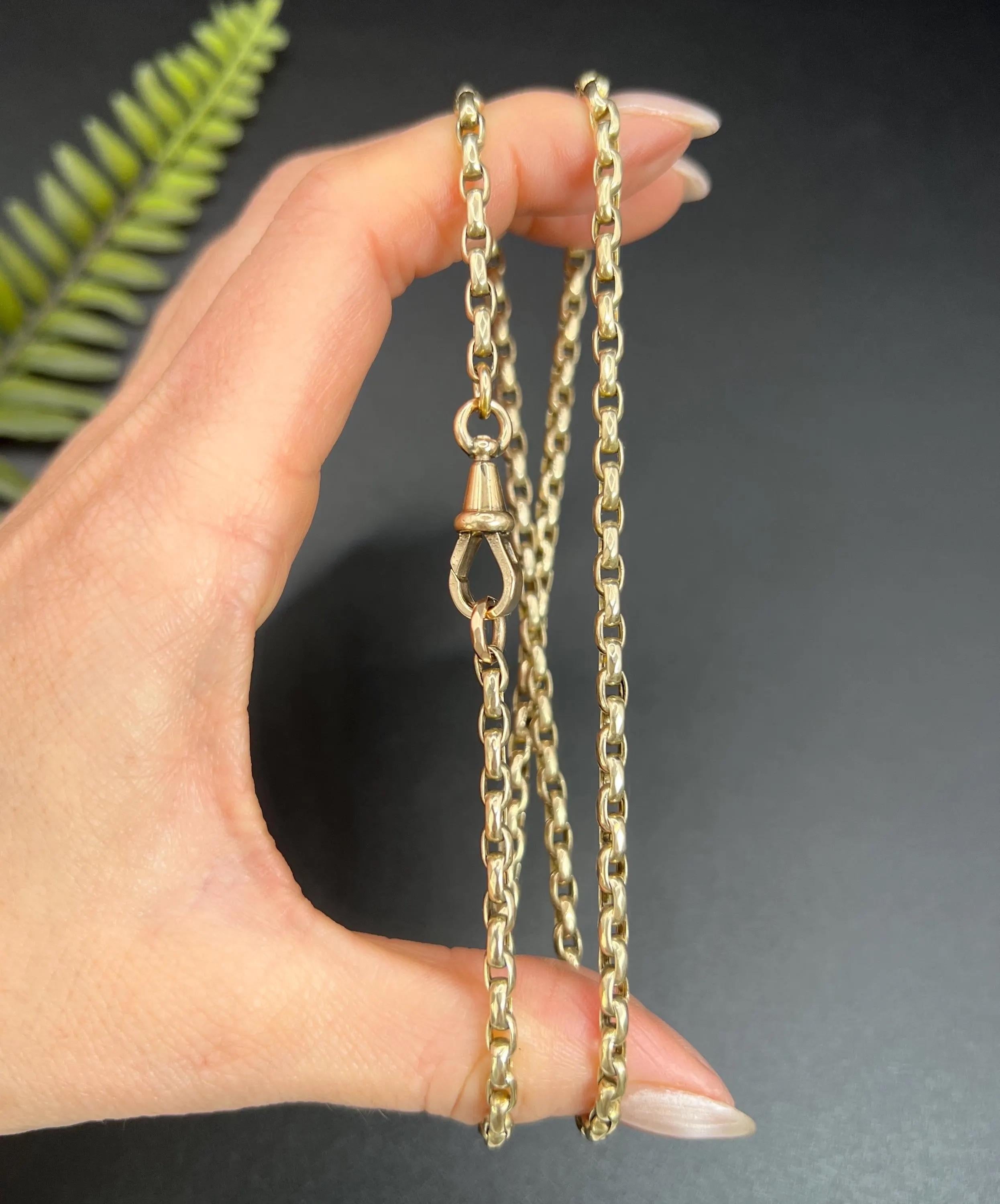 Antique 9ct Rose Gold, Edwardian 21 1/2 Inch Oval Faceted Belcher Link Chain 2