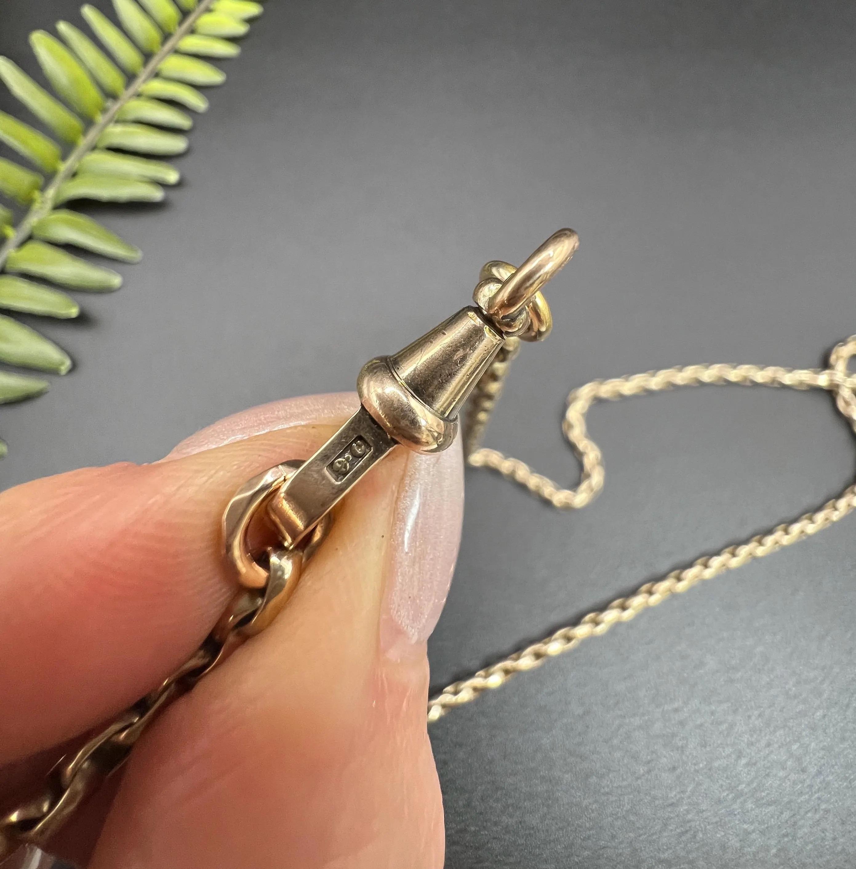 Antique 9ct Rose Gold, Edwardian 21 1/2 Inch Oval Faceted Belcher Link Chain 3