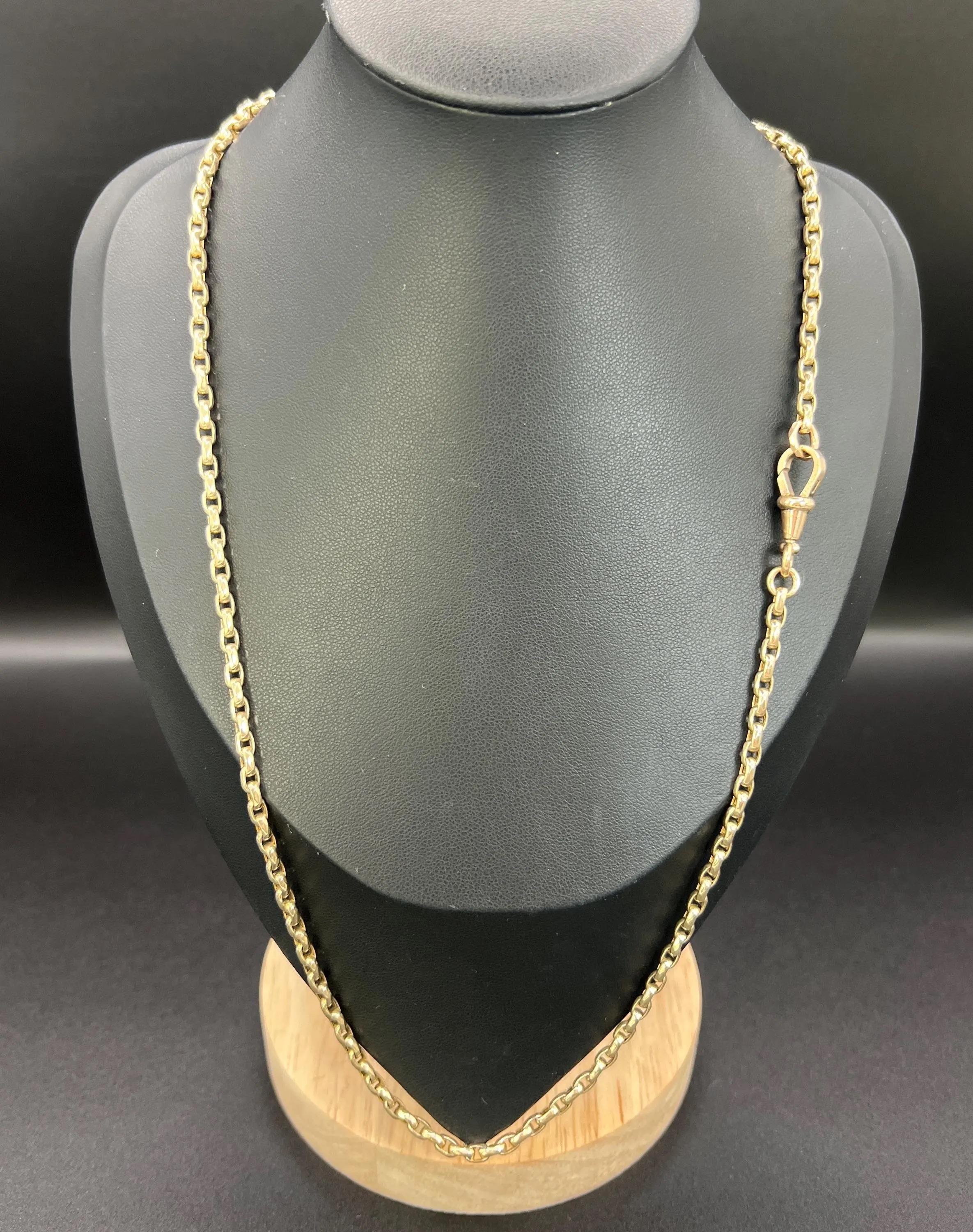 Antique 9ct Rose Gold, Edwardian 21 1/2 Inch Oval Faceted Belcher Link Chain 5