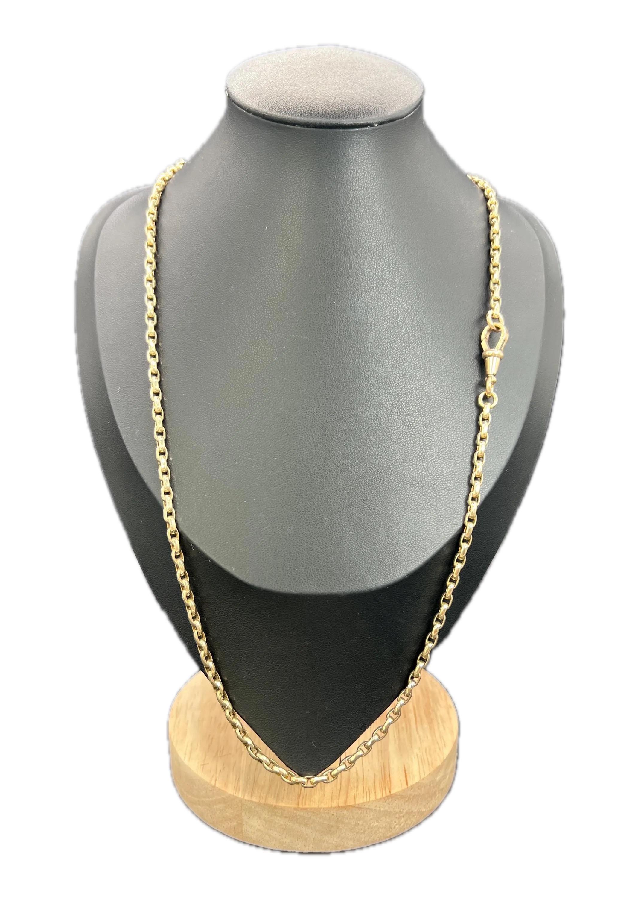 Antique 9ct Rose Gold, Edwardian 21 1/2 Inch Oval Faceted Belcher Link Chain