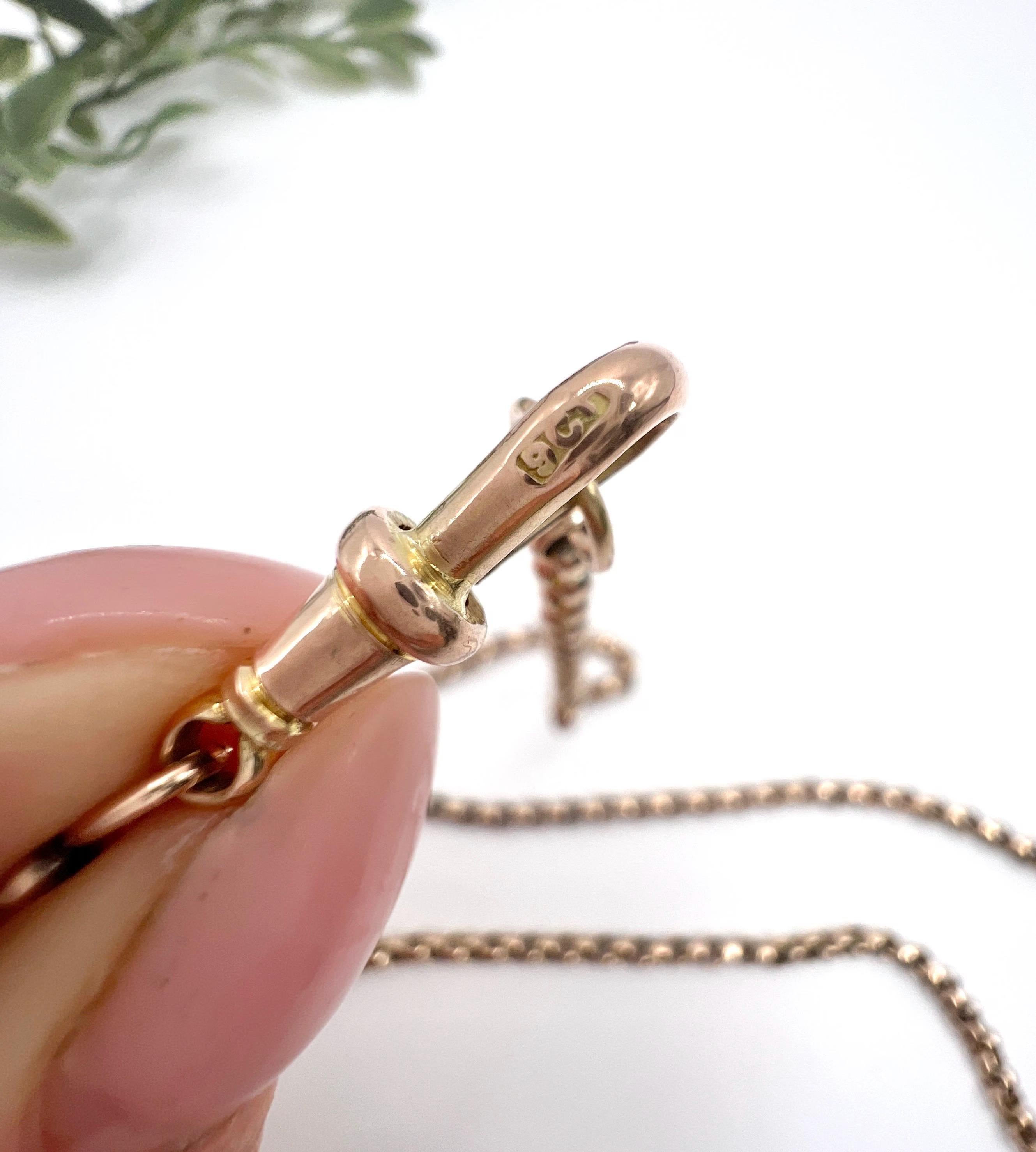 Antique 9ct Rose Gold, Edwardian 28 Inch Faceted Round Belcher Link Chain For Sale 6