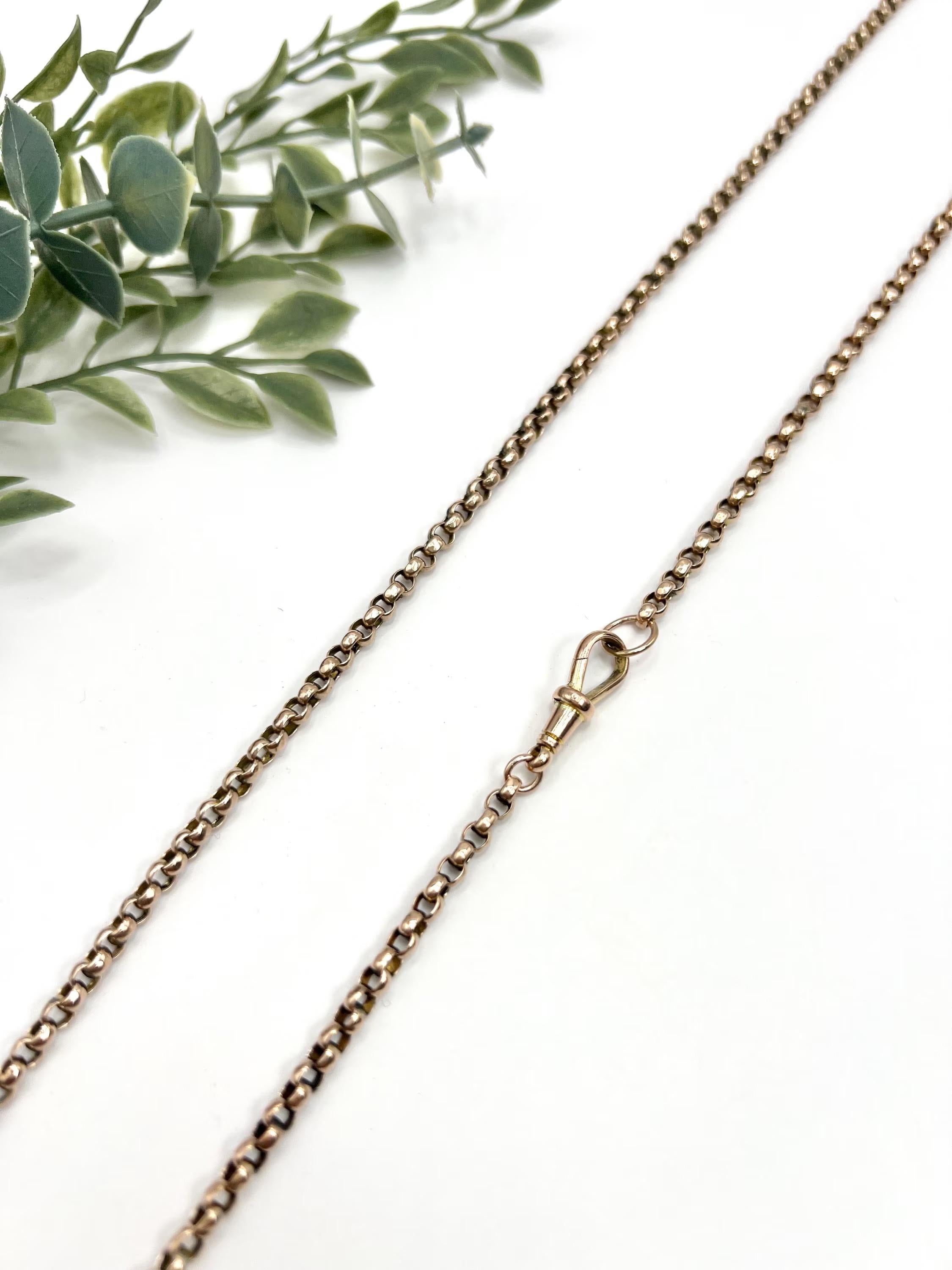 Antique 9ct Rose Gold, Edwardian 28 Inch Faceted Round Belcher Link Chain For Sale 5