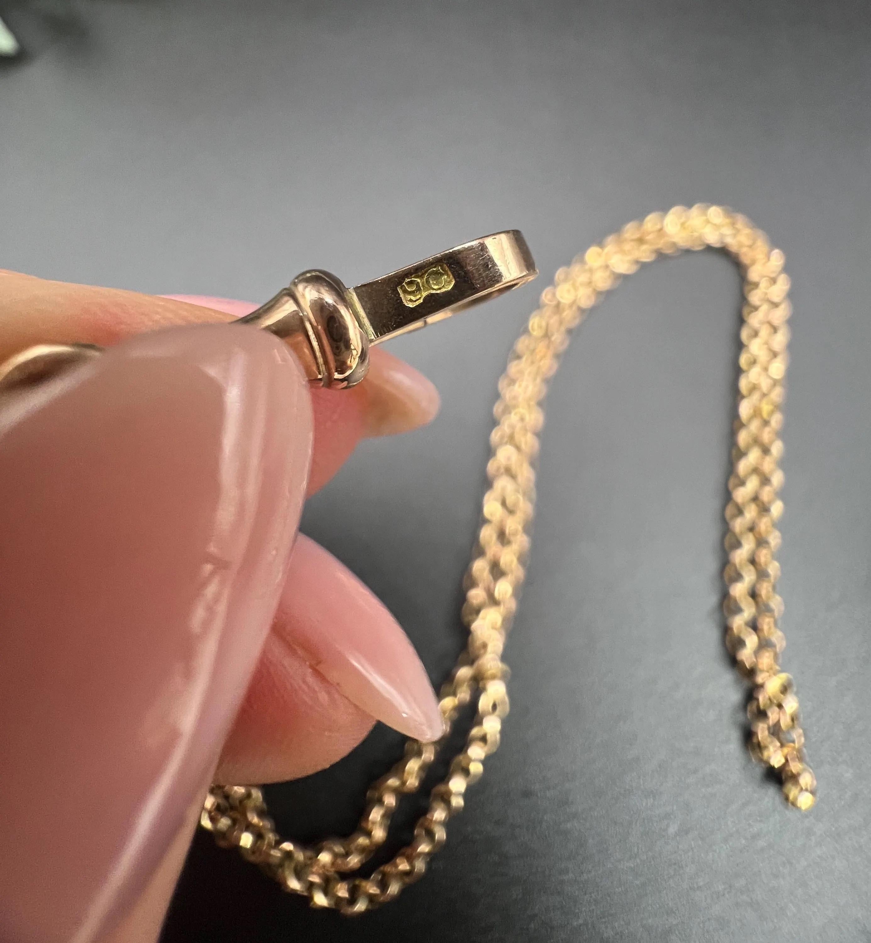 Antiguo oro rosa de 9 ct, Edwardian 31 pulgadas de largo Rolo cadena de eslabones con cierre giratorio en venta 5