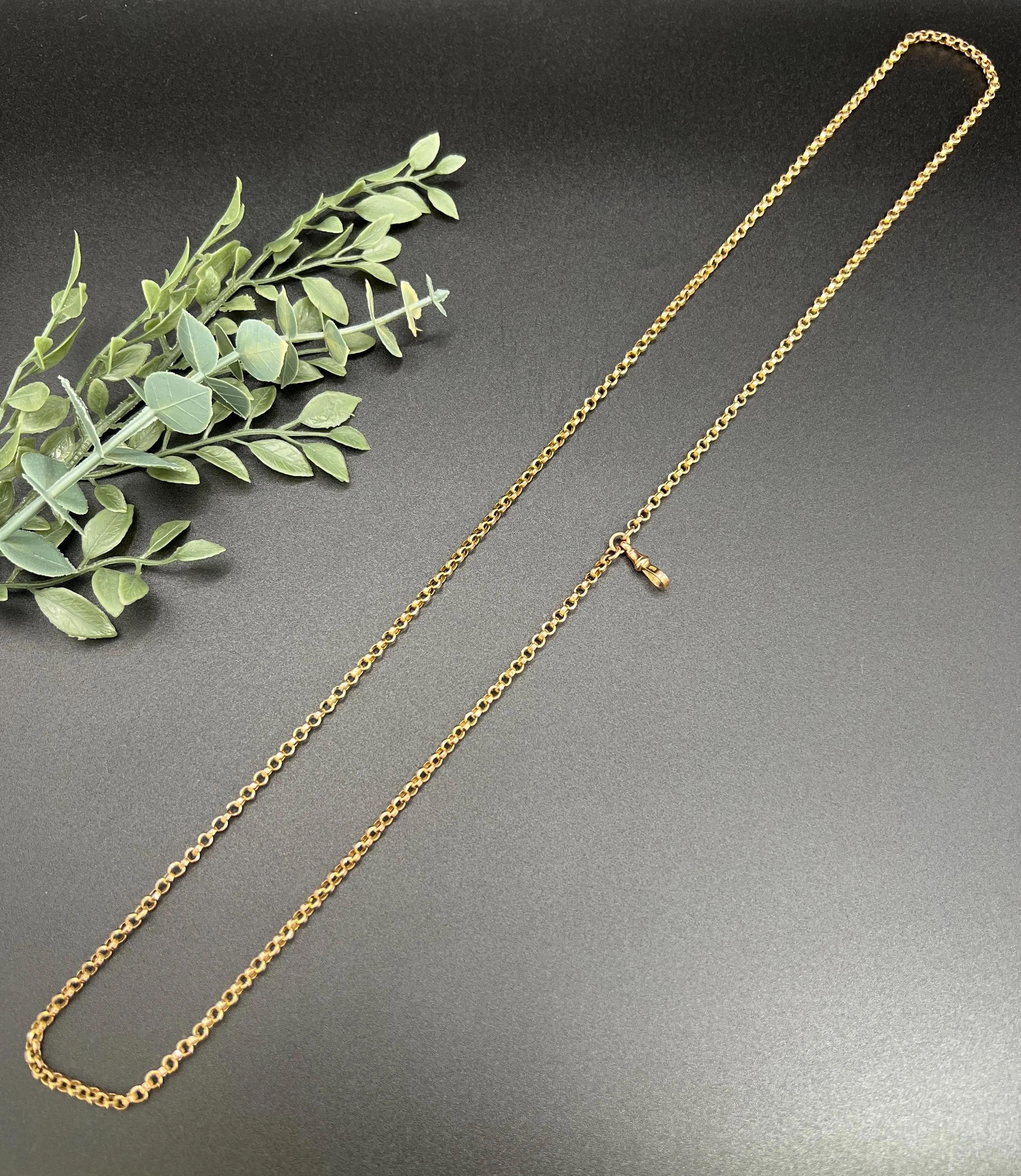 Antiguo oro rosa de 9 ct, Edwardian 31 pulgadas de largo Rolo cadena de eslabones con cierre giratorio en venta 3