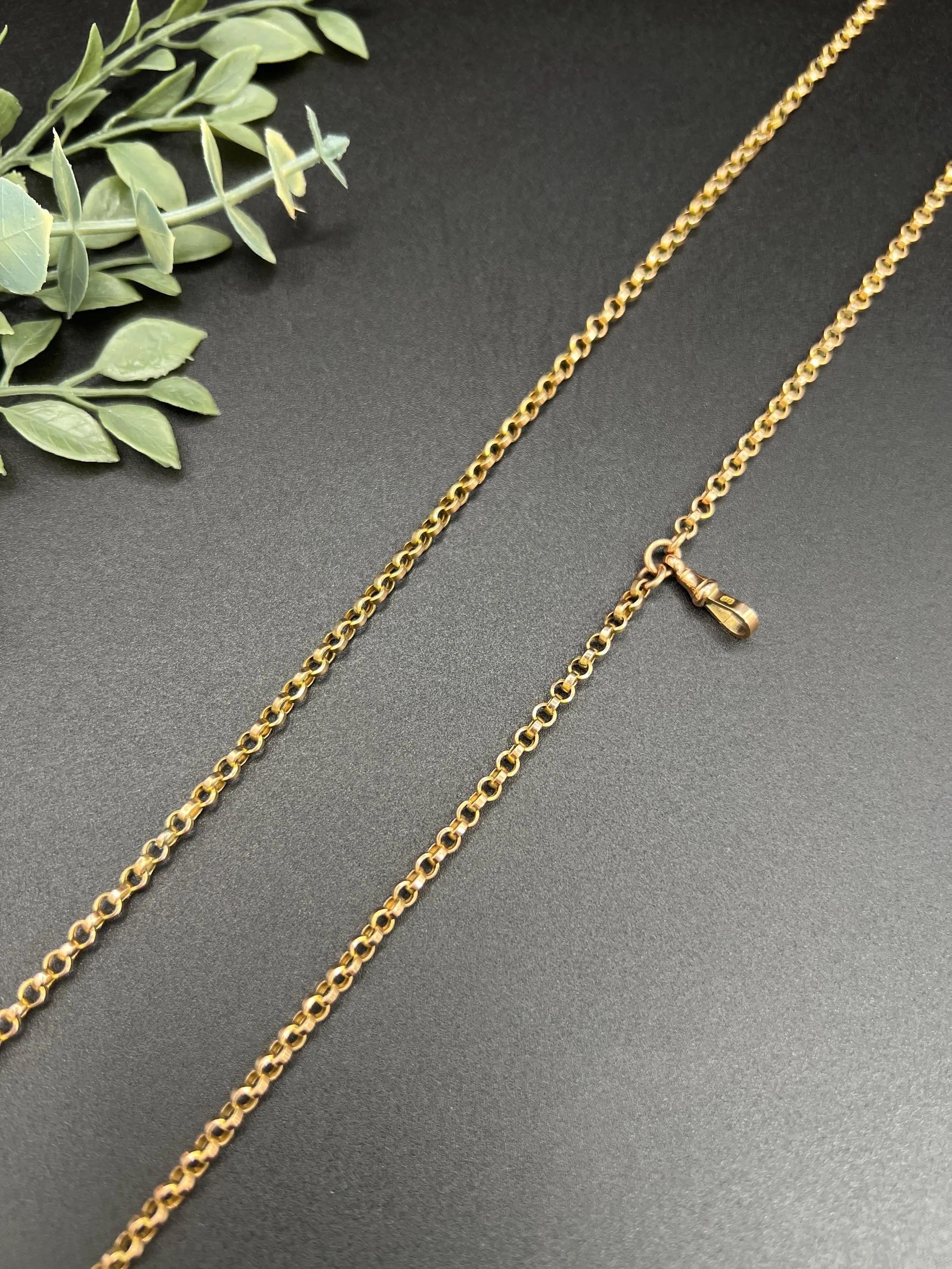 Antiguo oro rosa de 9 ct, Edwardian 31 pulgadas de largo Rolo cadena de eslabones con cierre giratorio en venta 4