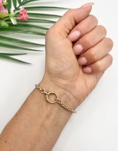 Antique 9ct Rose Gold, Edwardian 7 1/4 Inch Faceted Oval Belcher Link Bracelet