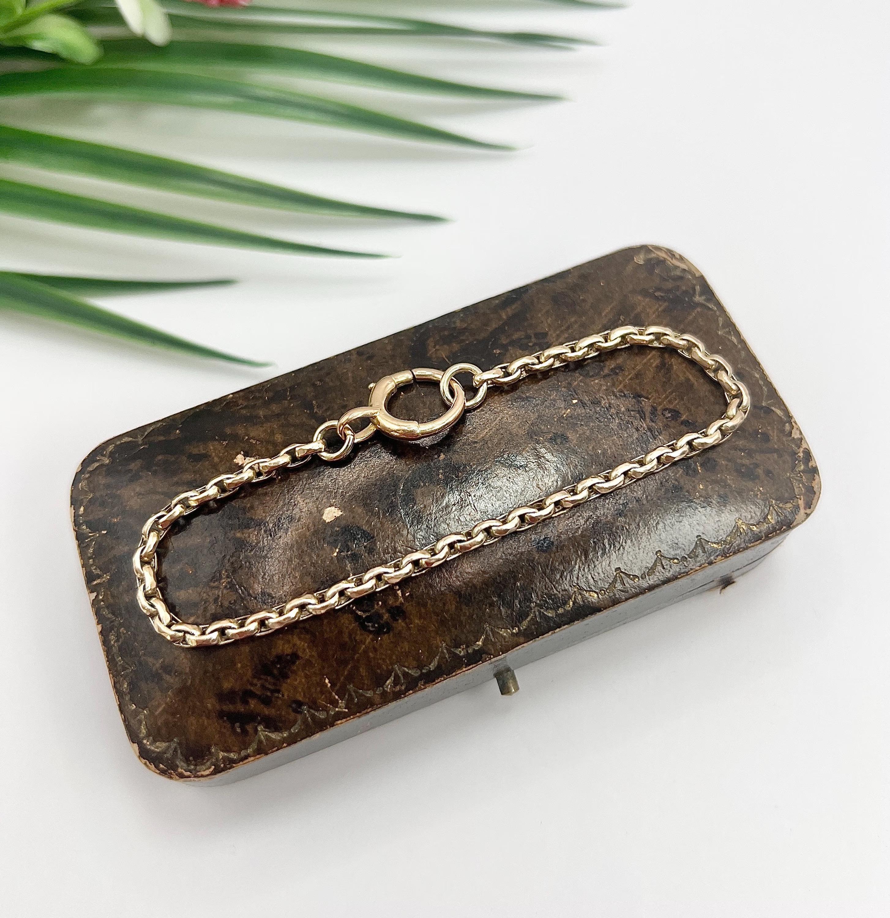 Antike 9ct Rose Gold, Edwardian 7 1/4 Zoll facettierte ovale Belcher Link-Armband 1