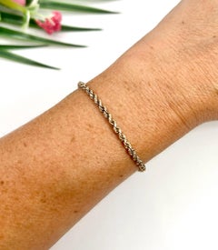 Antique 9ct Rose Gold, Edwardian 8 Inch Solid Rope Link Bracelet with Bolt Ring