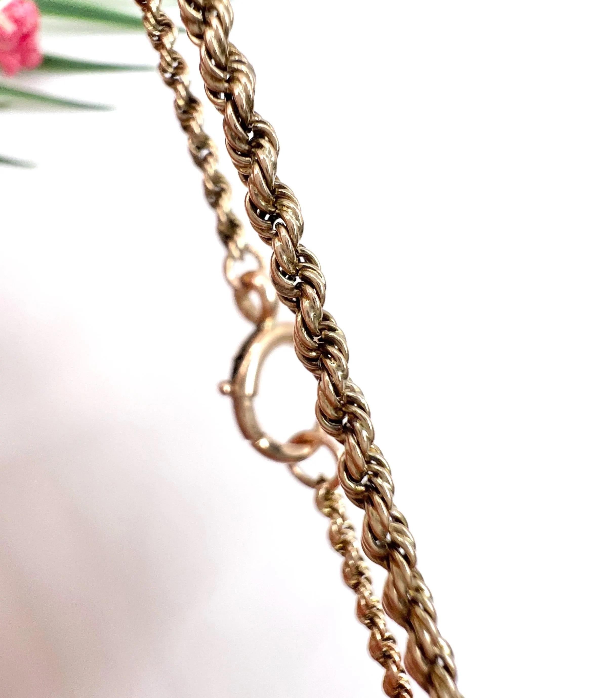 Femenino o masculino Antiguo oro rosa de 9 ct, pulsera eduardiana de eslabones de cuerda maciza de 8 pulgadas con anillo de perno en venta