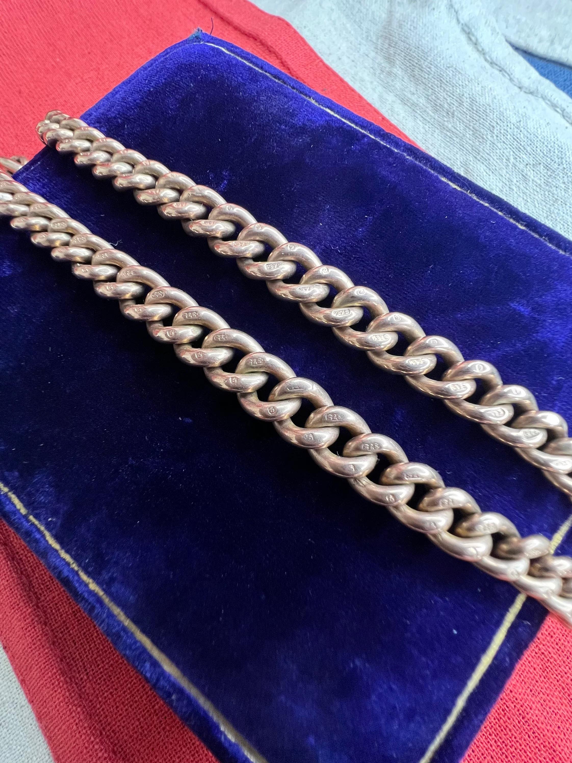 Antique 9ct Rose Gold Edwardian Albert Chain For Sale 5